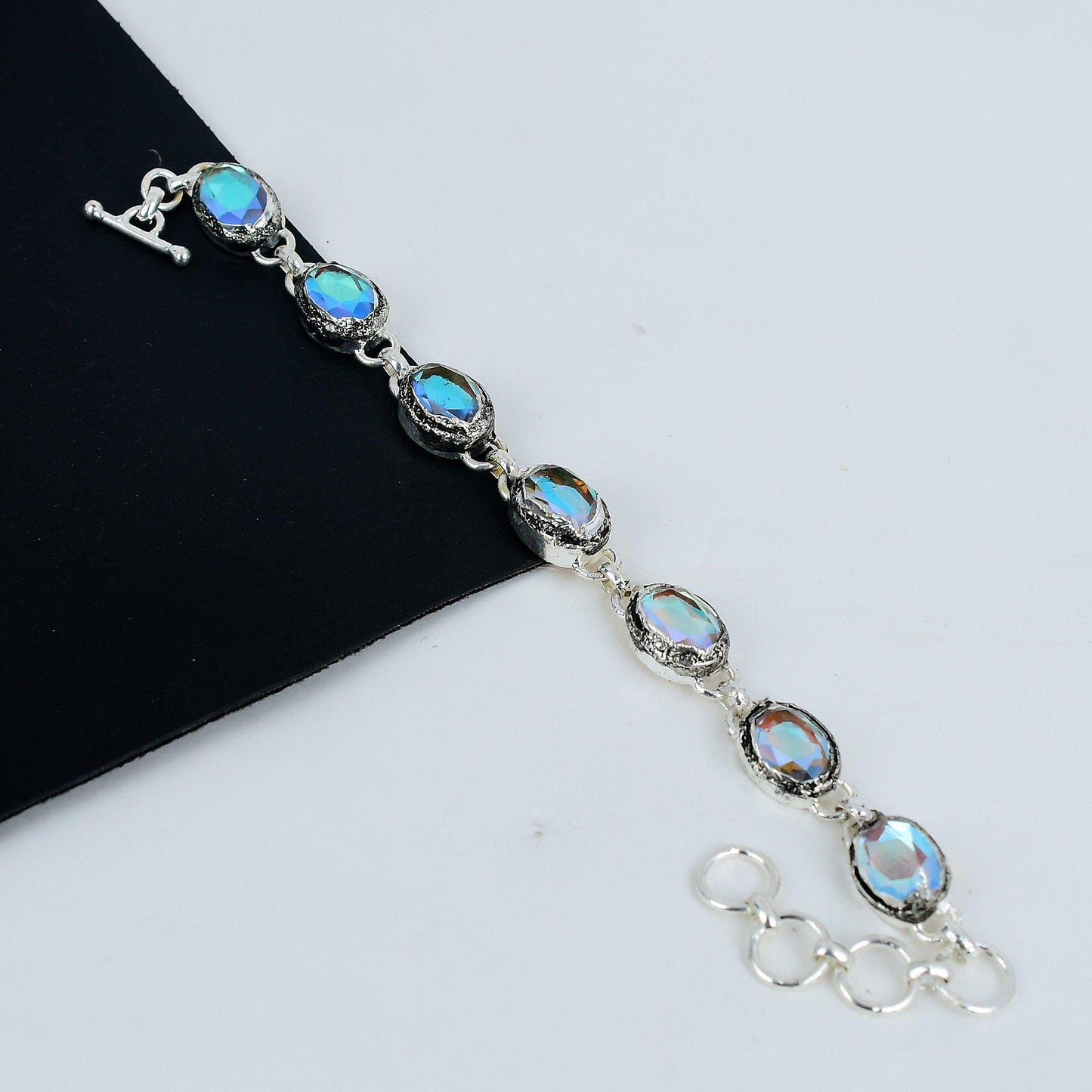 Iridescent Mystic Topaz Silver Bracelet