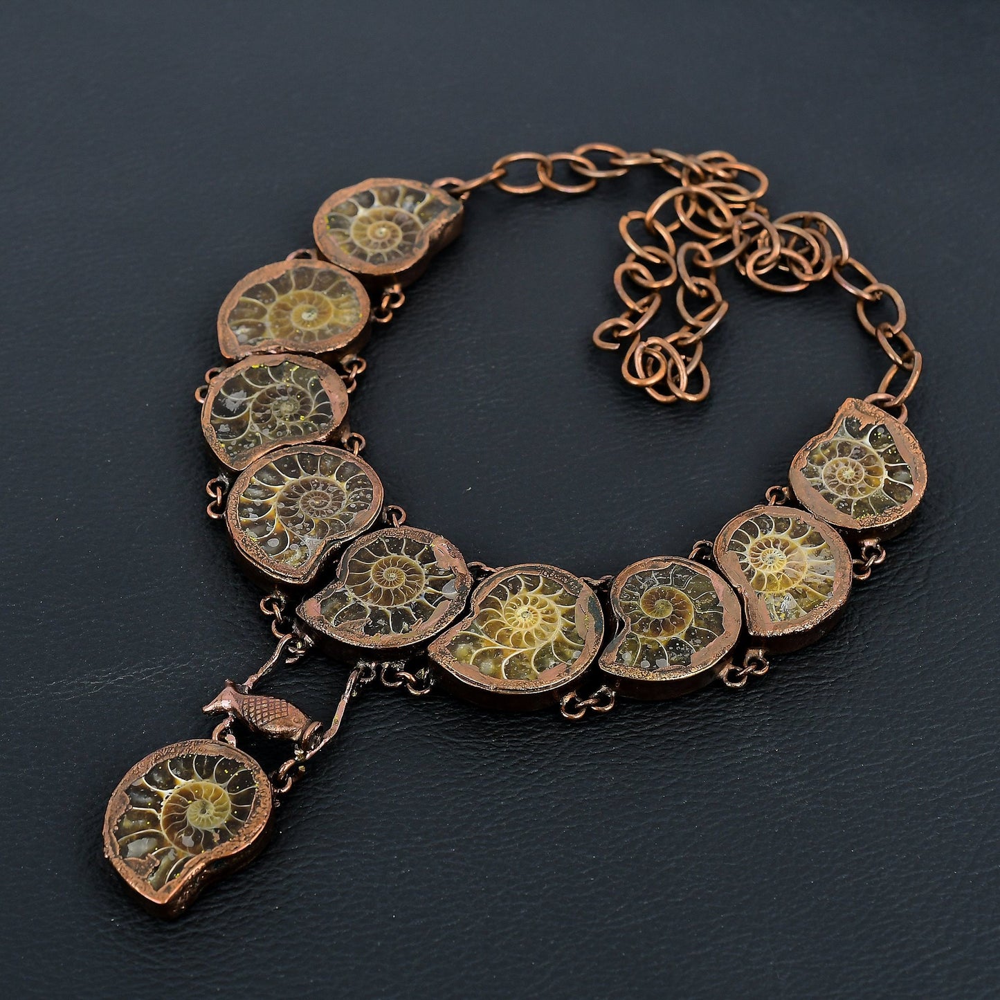 Copper Ammonite Gemstone Necklace