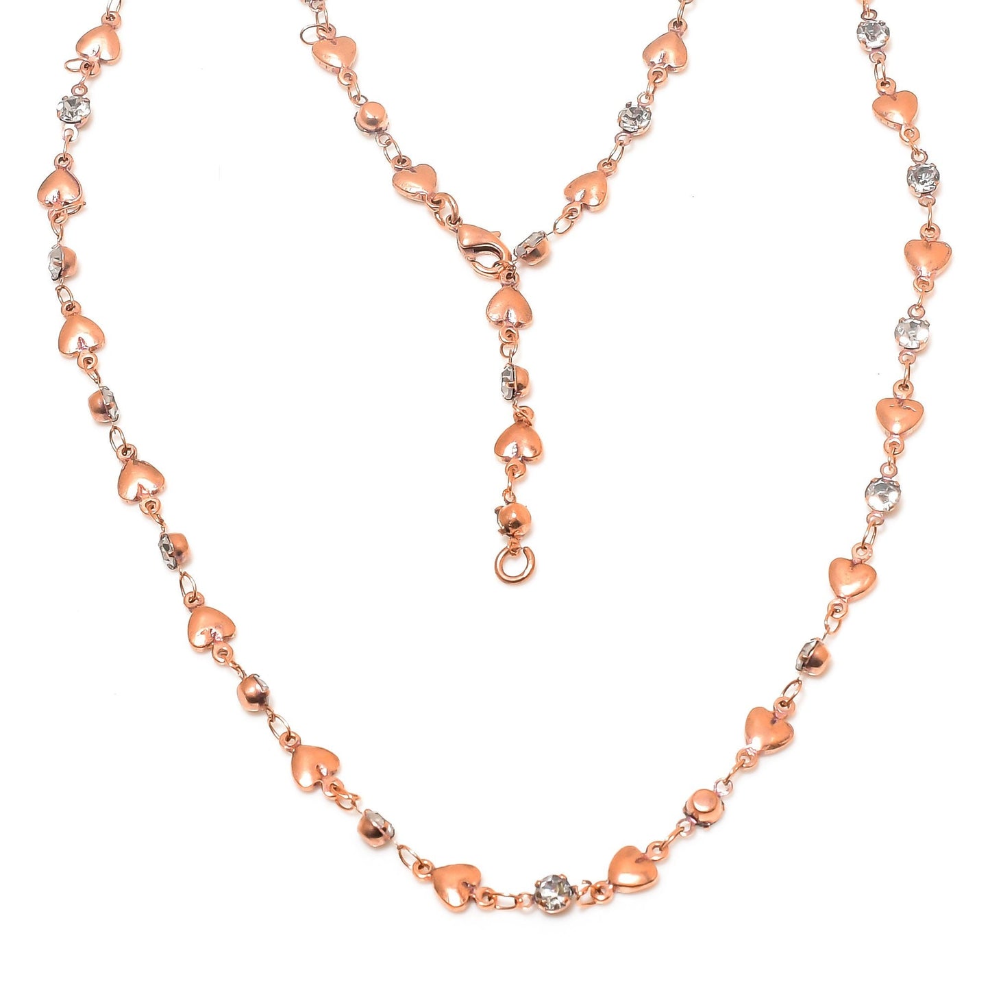 Copper CZ Heart Gemstone Necklace