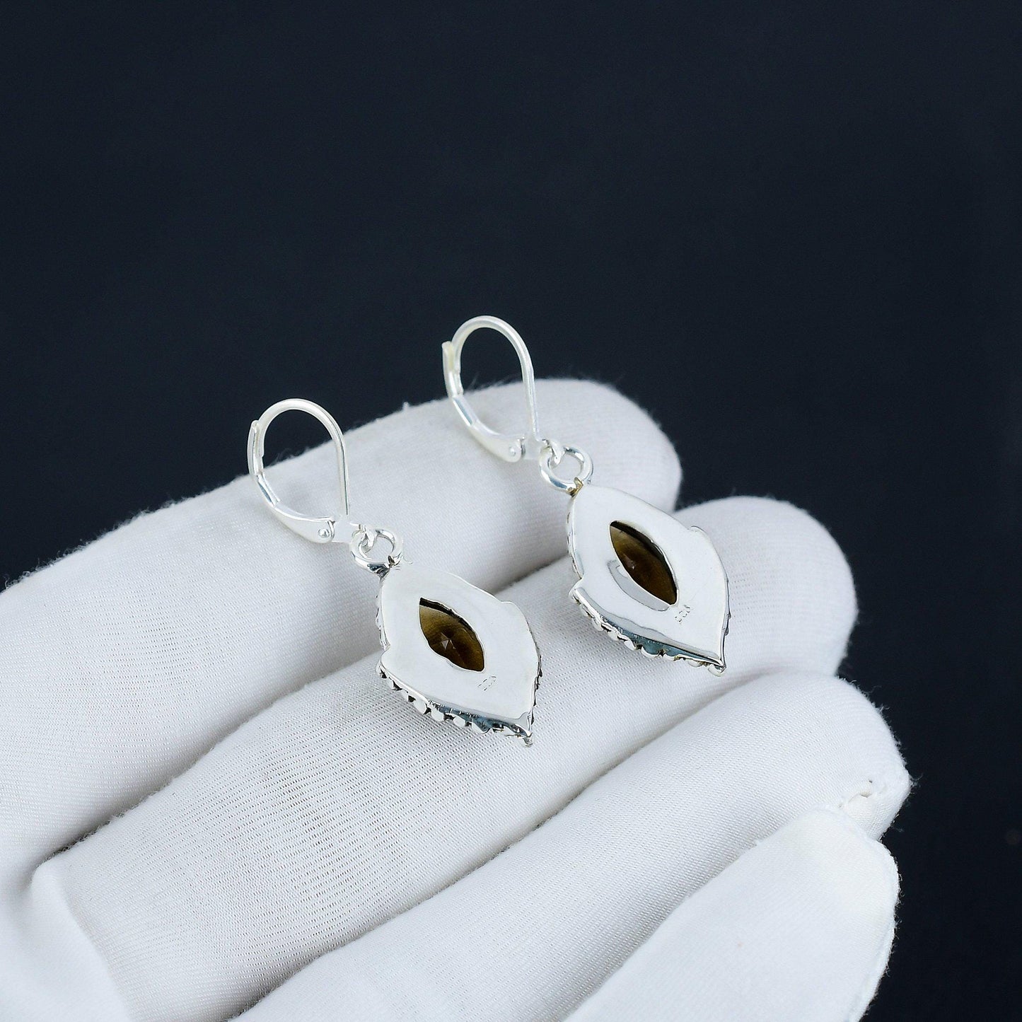 Smoky Topaz Marquise Sterling Silver Earrings