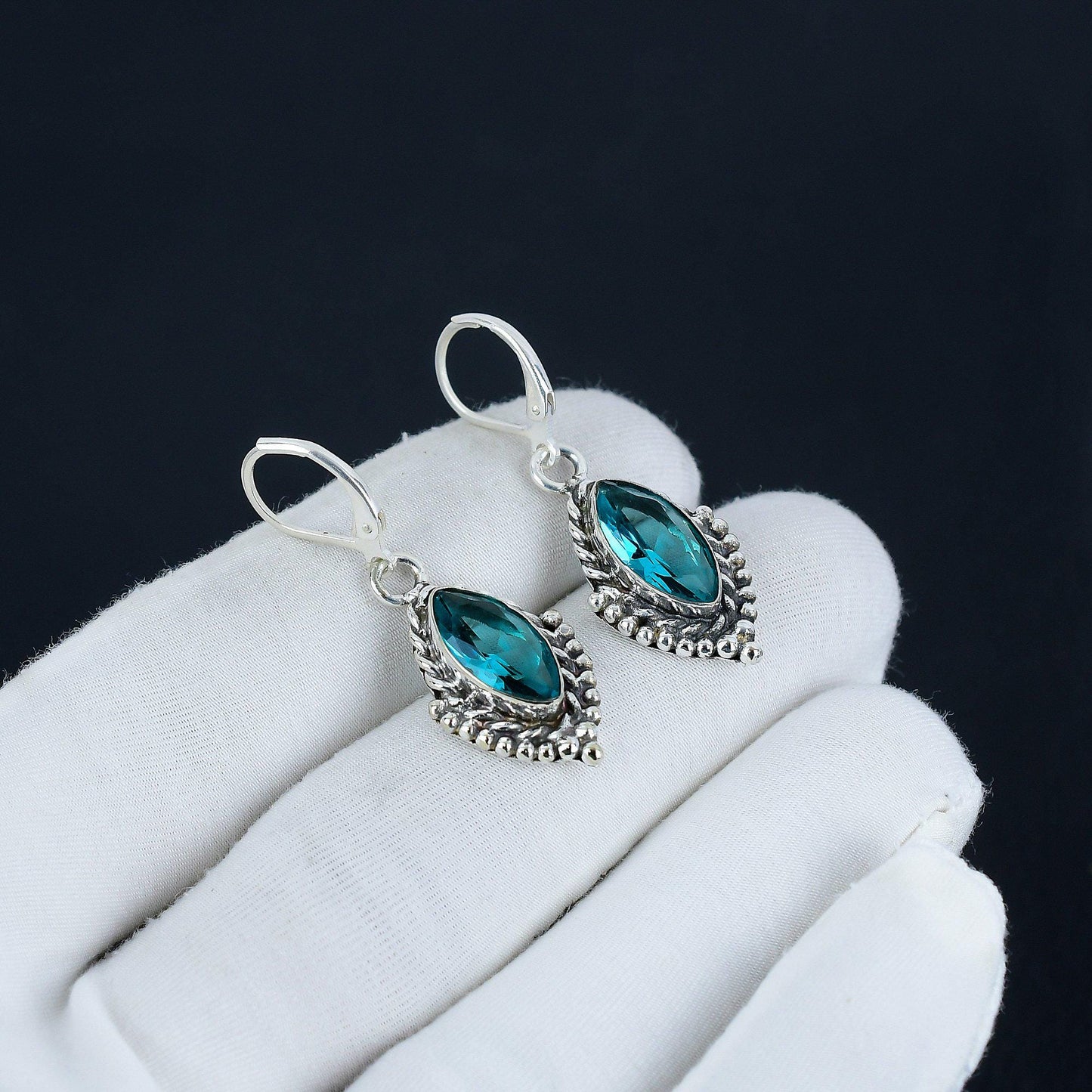 Indicolite Gemstone Earrings