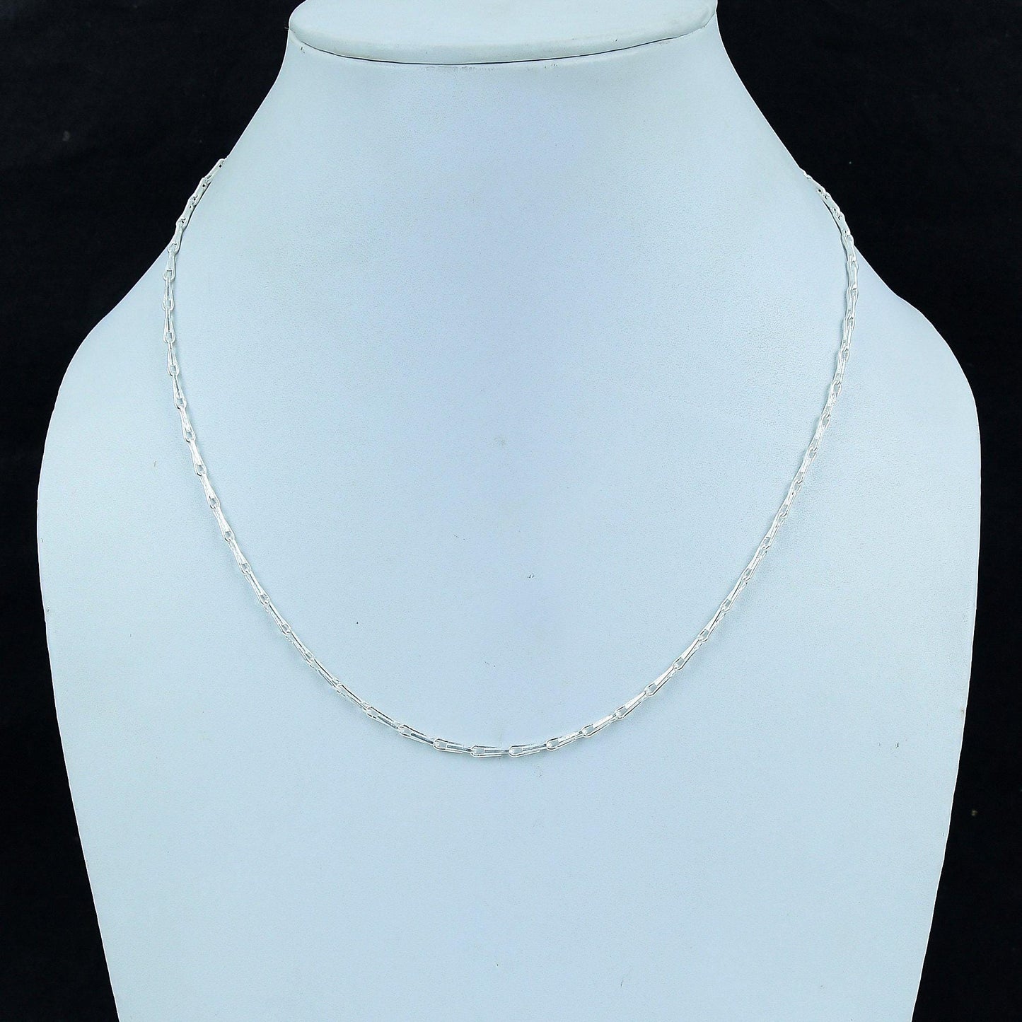 Silver Gemstone Paperclip Chain Necklace