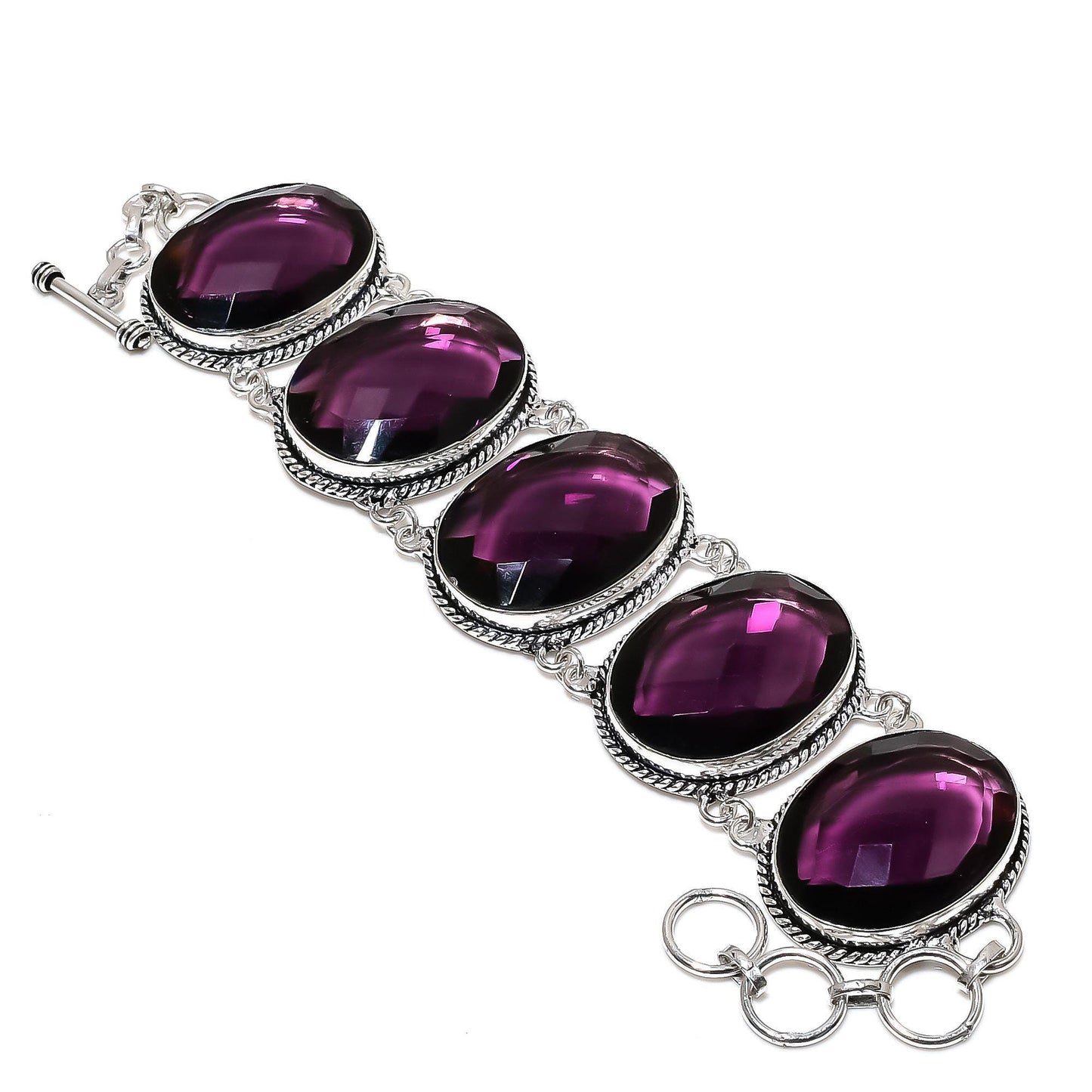 Purple Amethyst Sterling Silver Bracelet
