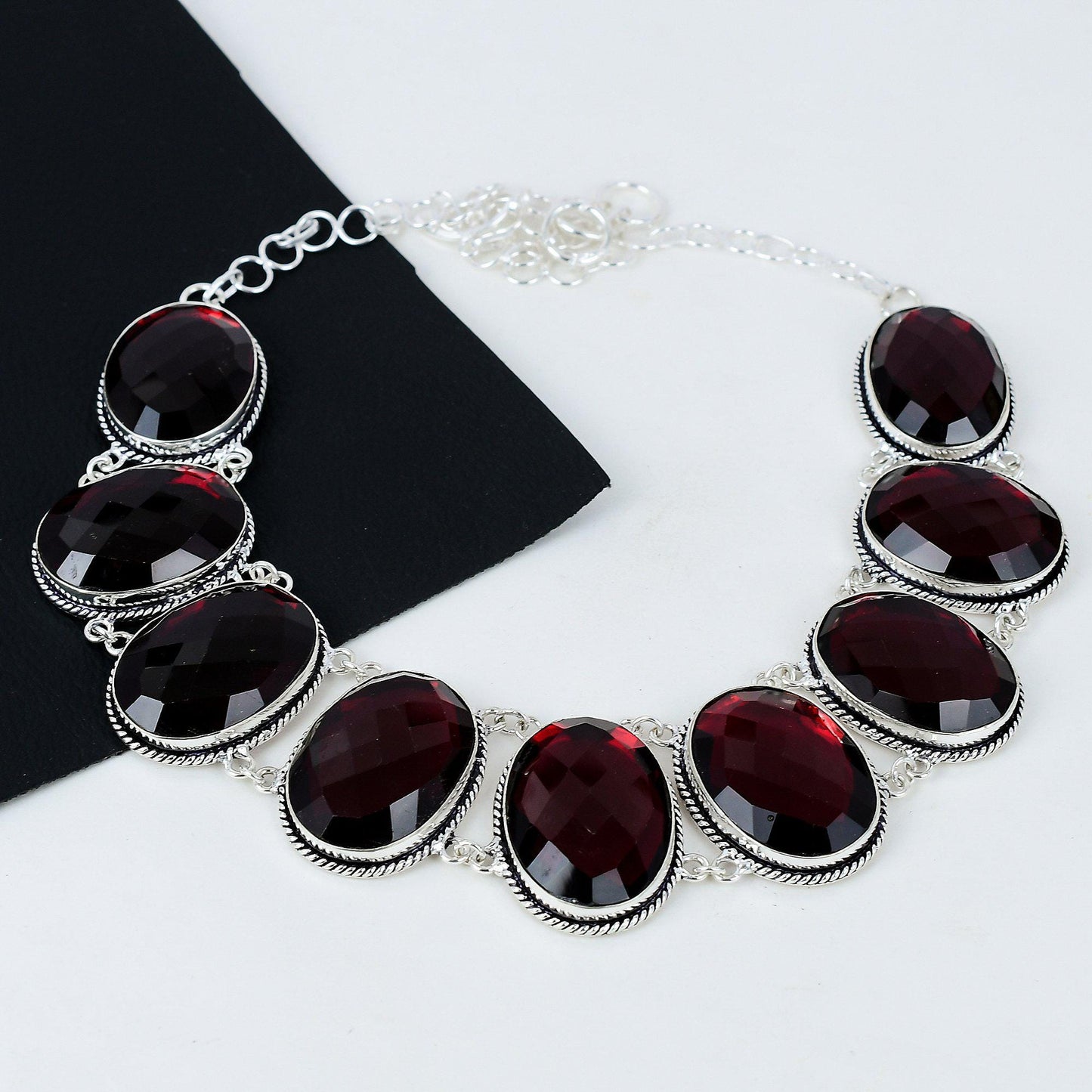 Red Garnet Sterling Silver Necklace