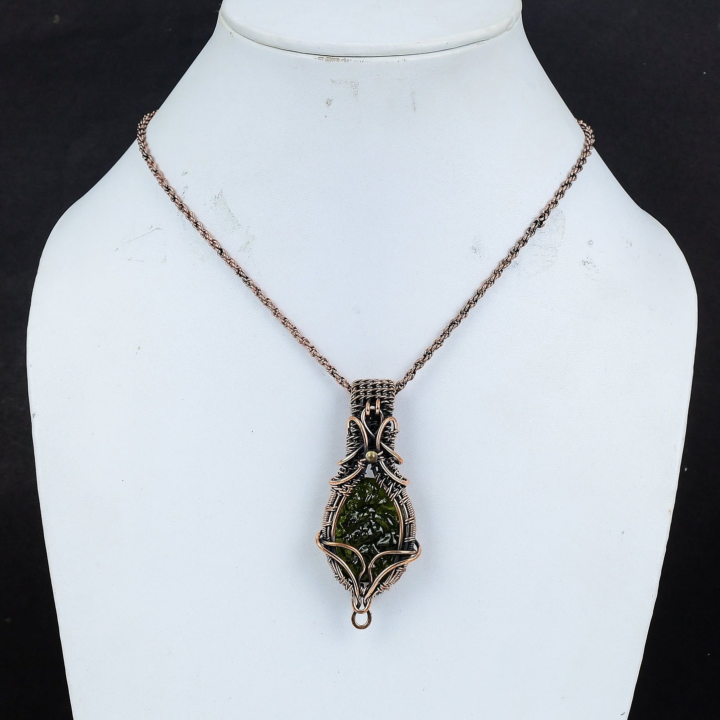 Green Moldavite Gemstone Pendant
