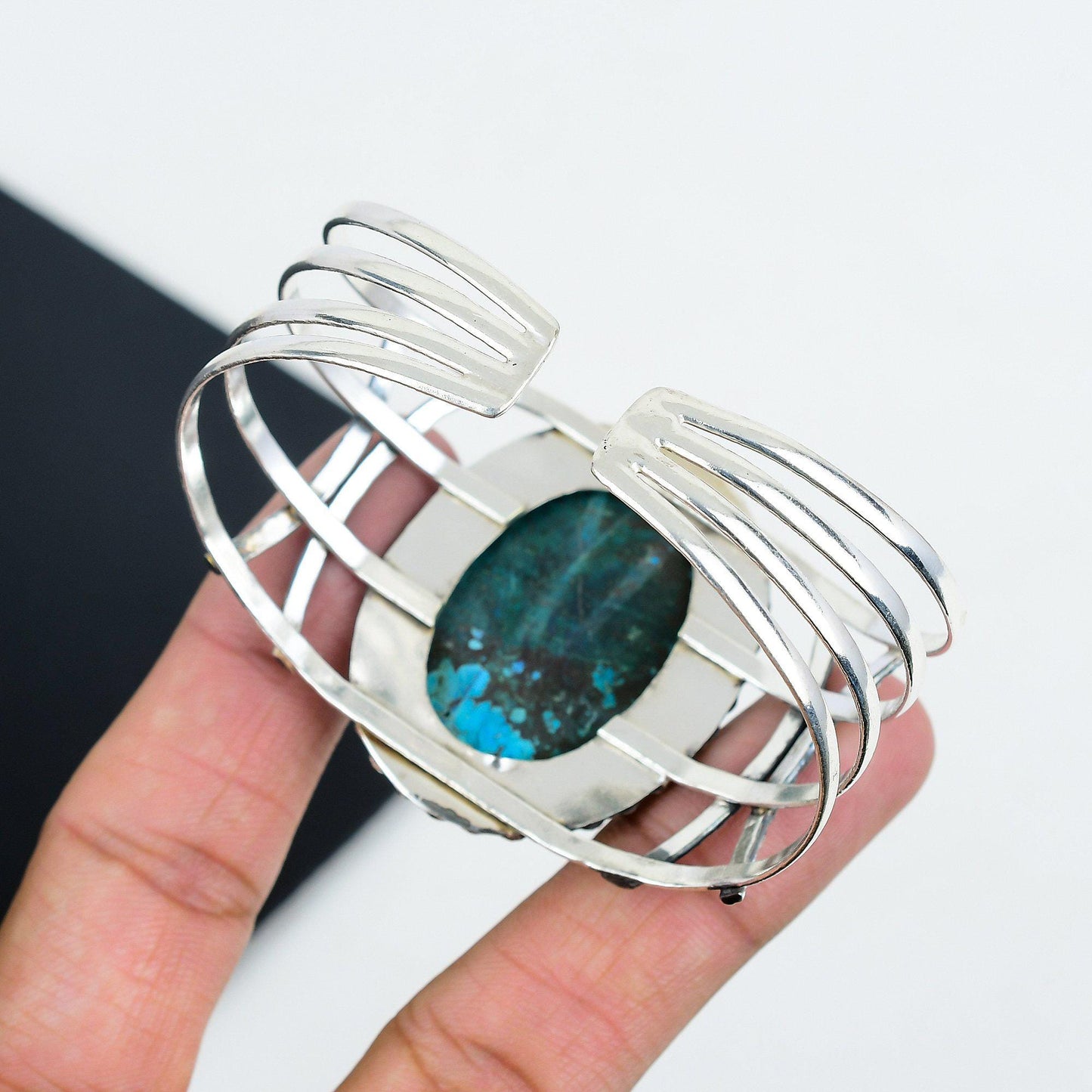 Turquoise Gemstone Sterling Silver Bangle