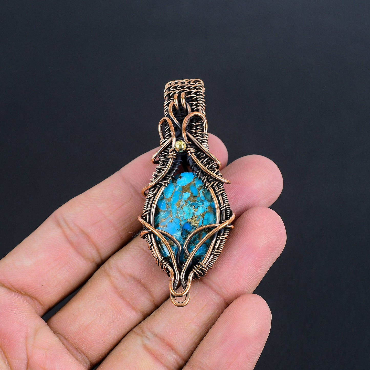 Blue Copper Turquoise Gemstone Pendant