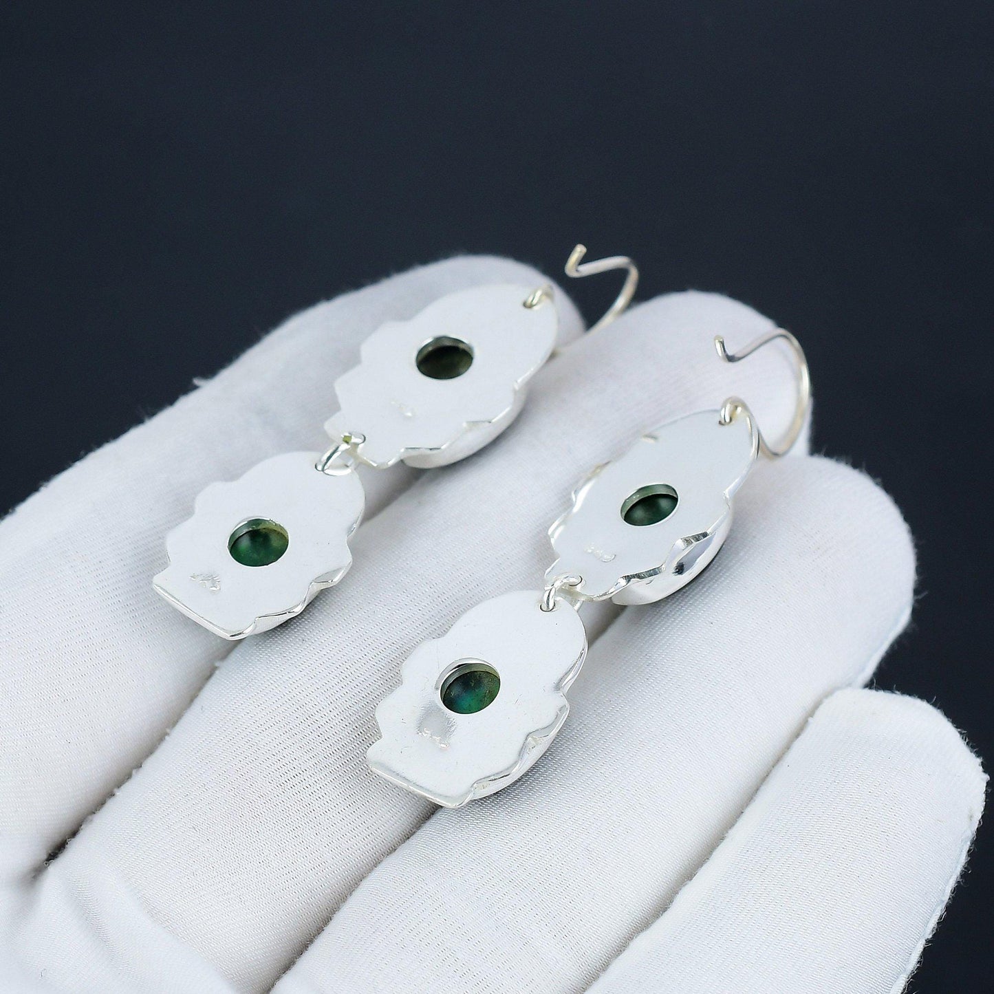 Green Labradorite Gemstone Earrings