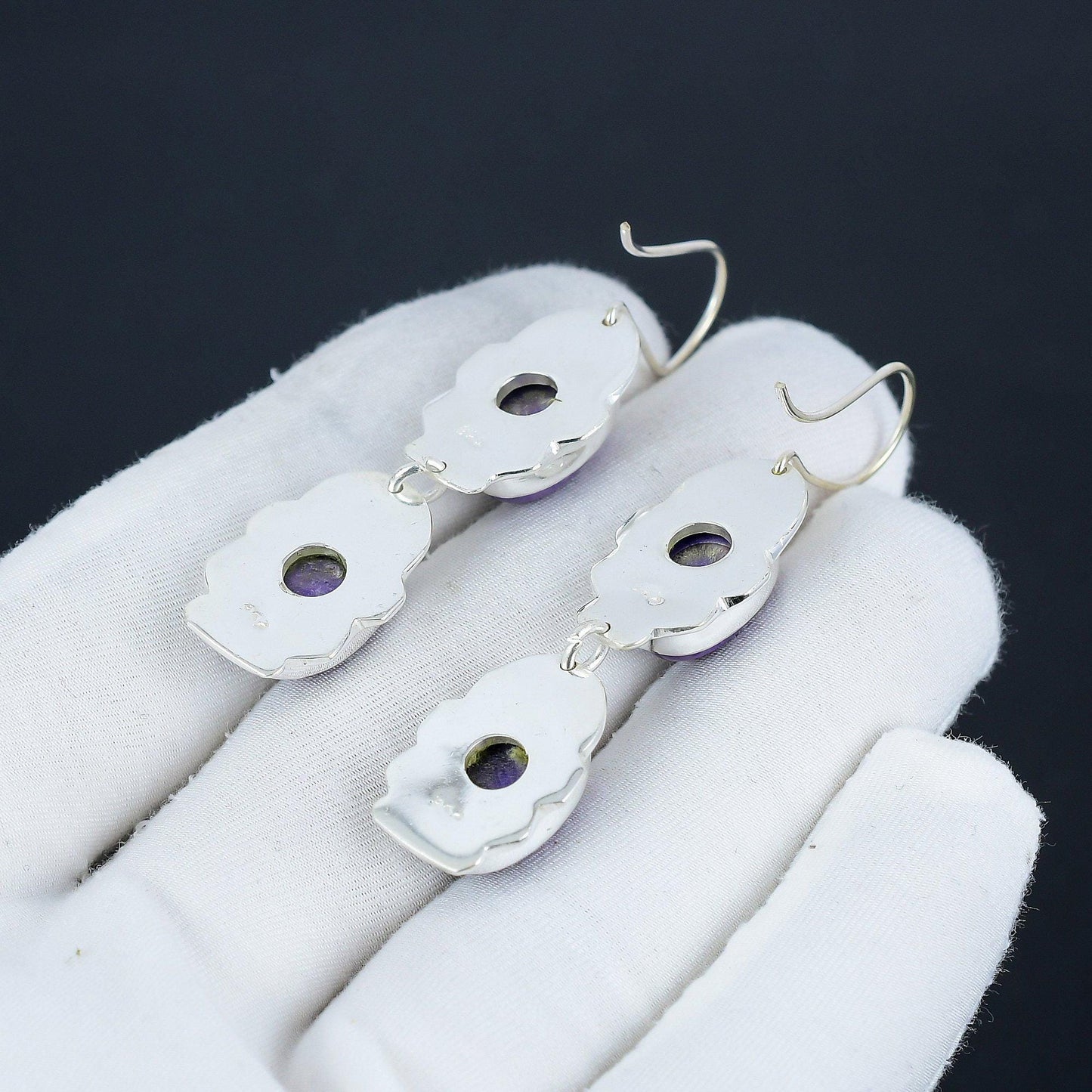 Purple Charoite Gemstone Earrings
