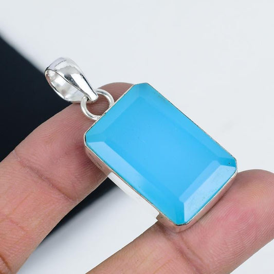 Blue Chalcedony Gemstone Pendant