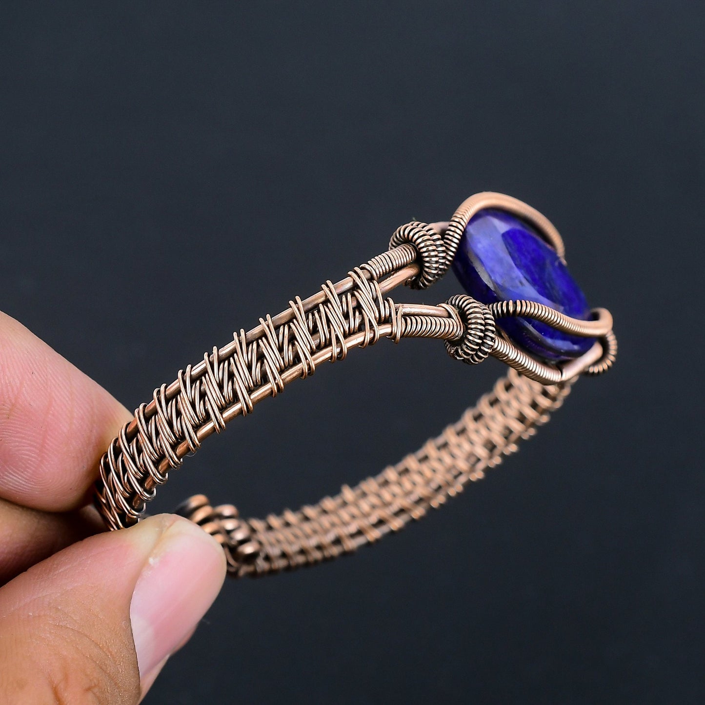 Blue Sapphire Gemstone Cuff Bracelet
