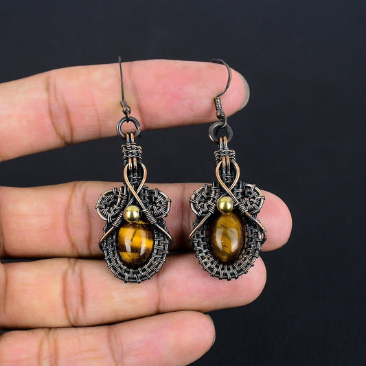 Brown Tiger Eye Gemstone Earrings