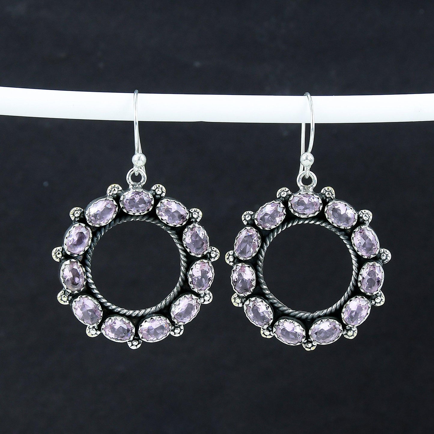 Pink Kunzite Gemstone Sterling Silver Earrings