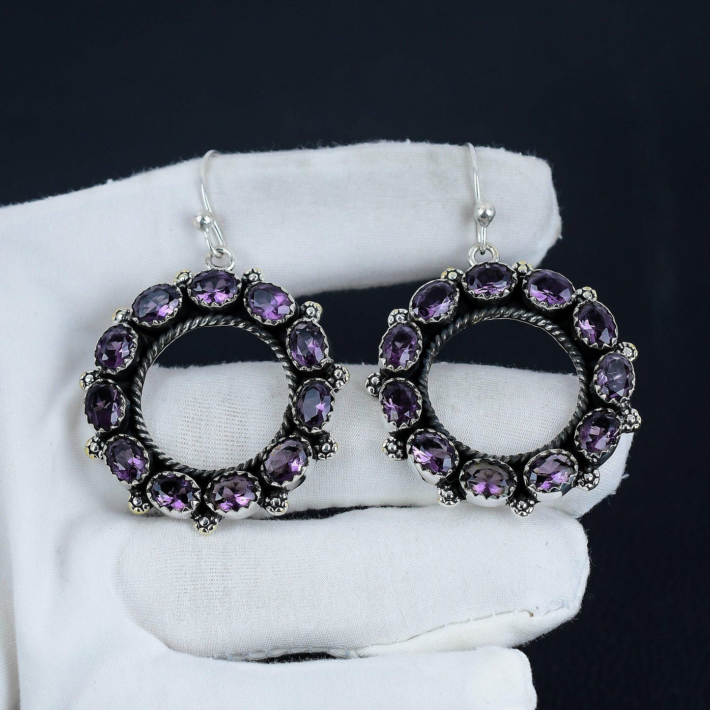 Purple Amethyst Gemstone Earrings