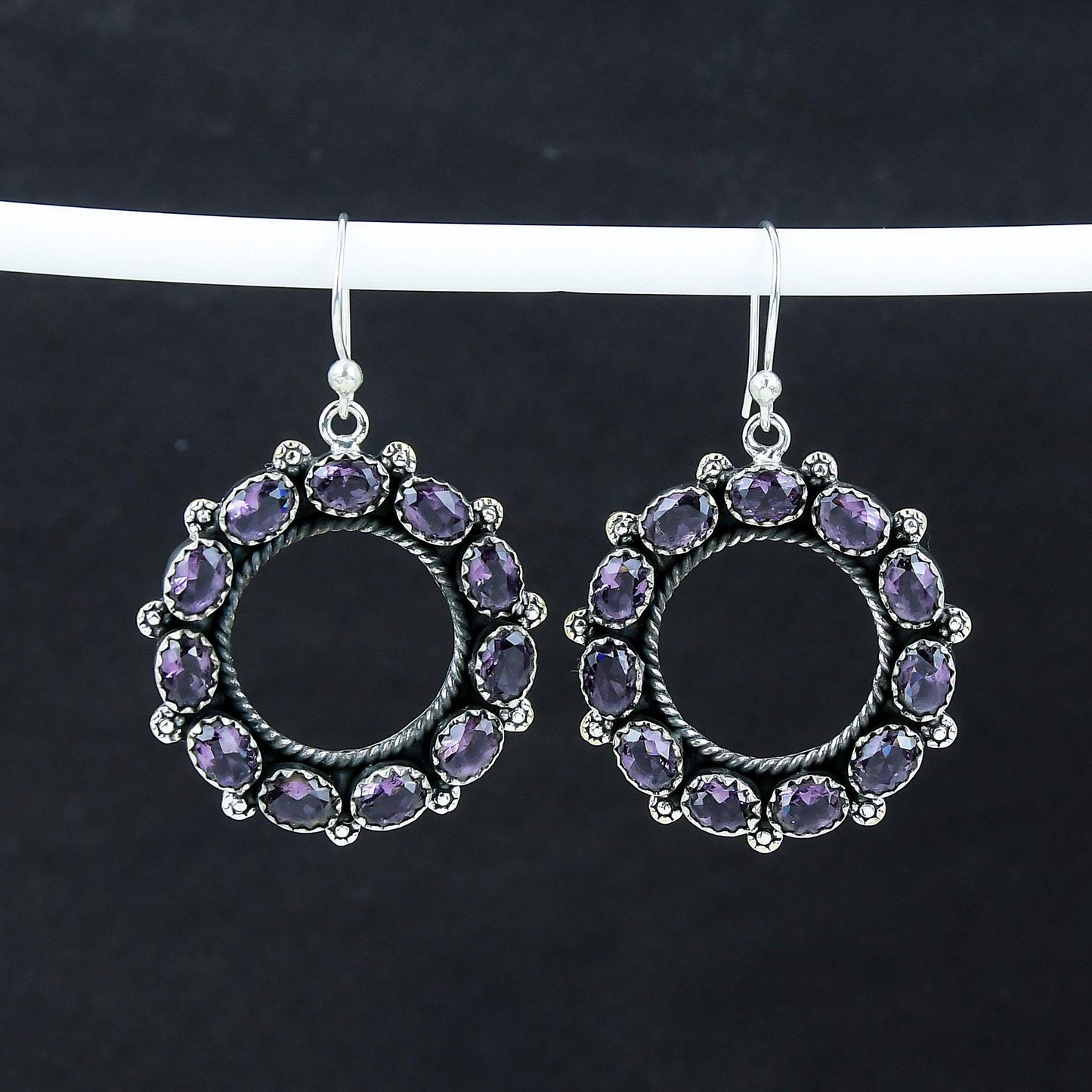 Purple Amethyst Gemstone Earrings
