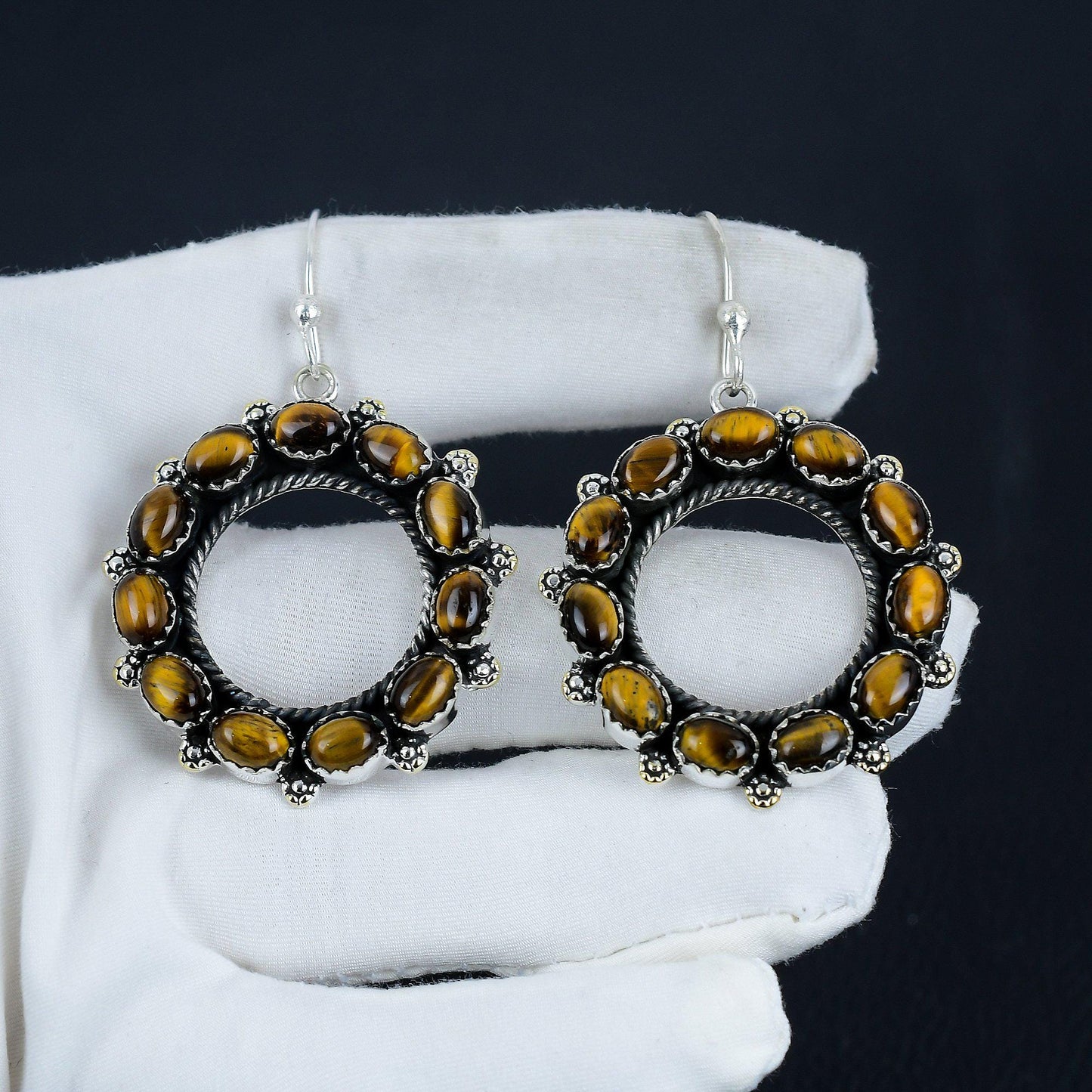 Brown Tiger Eye Gemstone Earrings