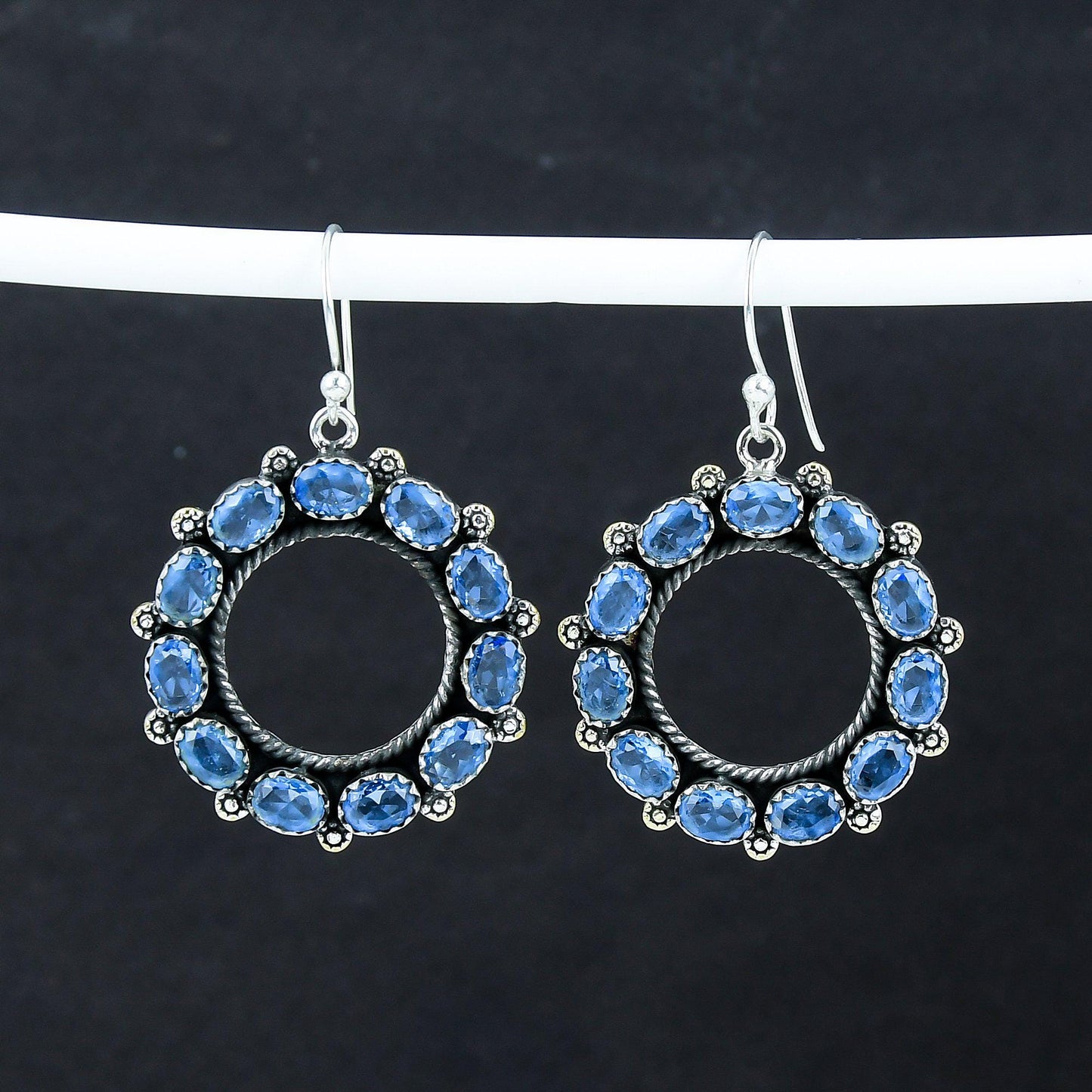 Swiss Blue Topaz Gemstone Sterling Silver Earrings