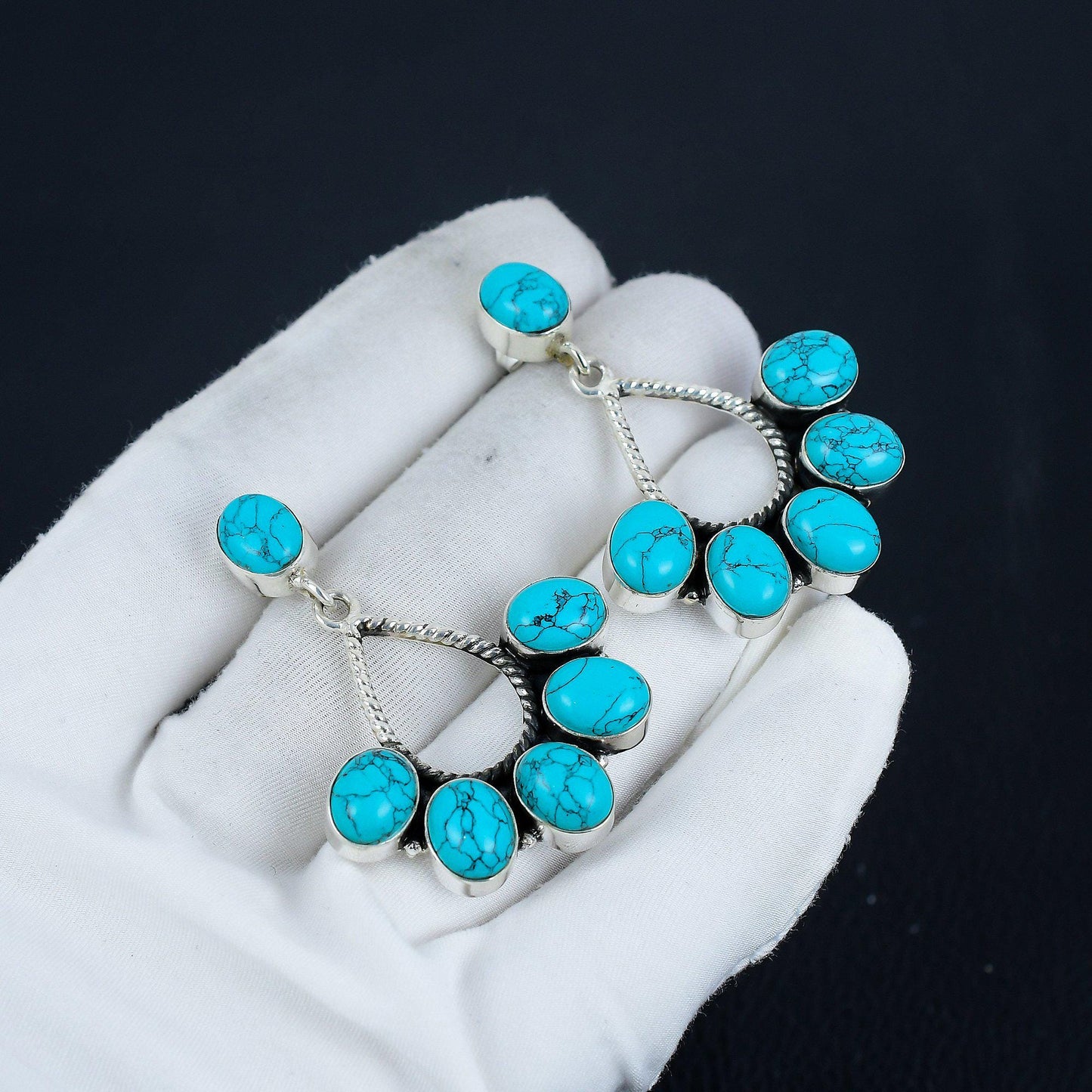 Turquoise Sterling Silver Boho Earrings