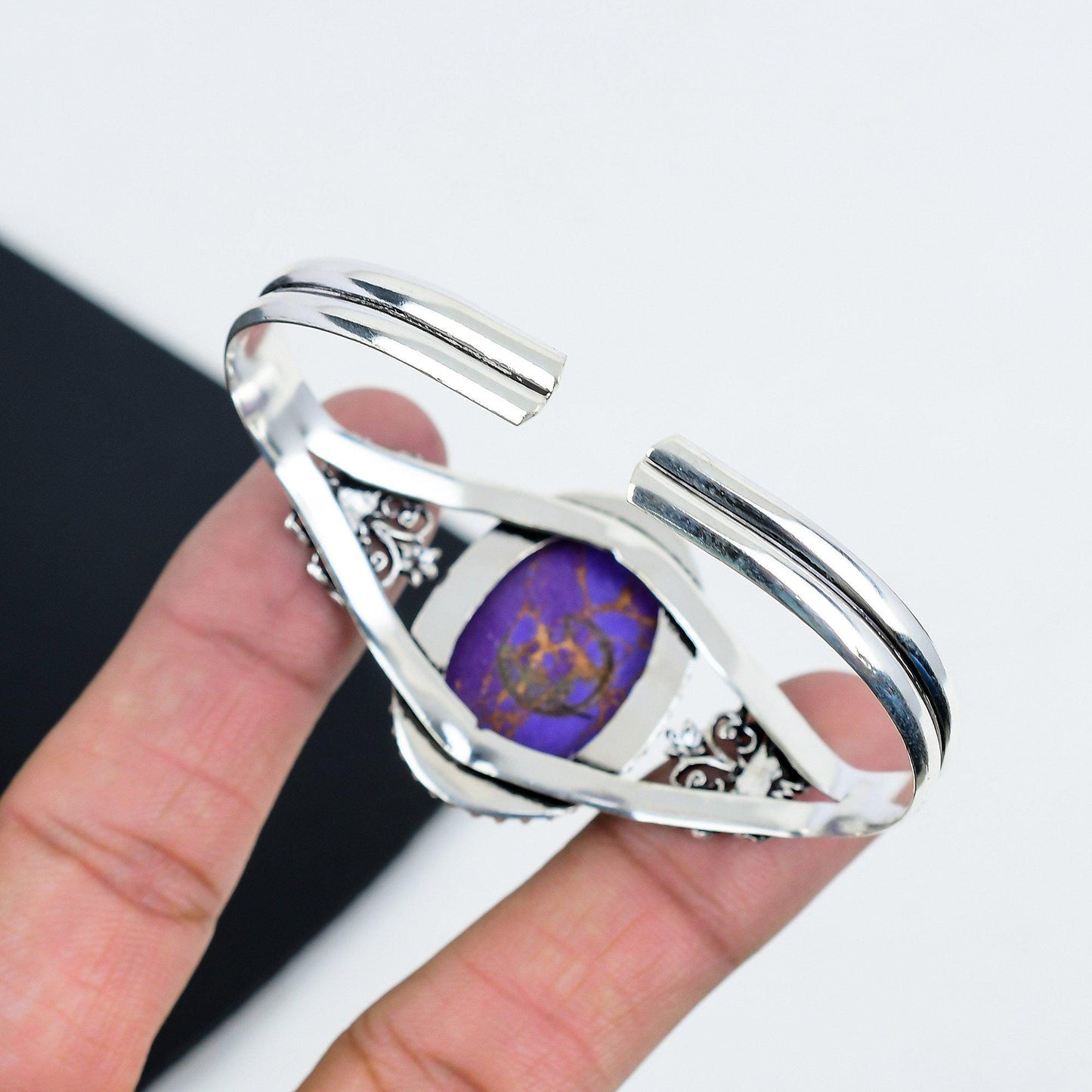 Purple Copper Turquoise Gemstone Bangle