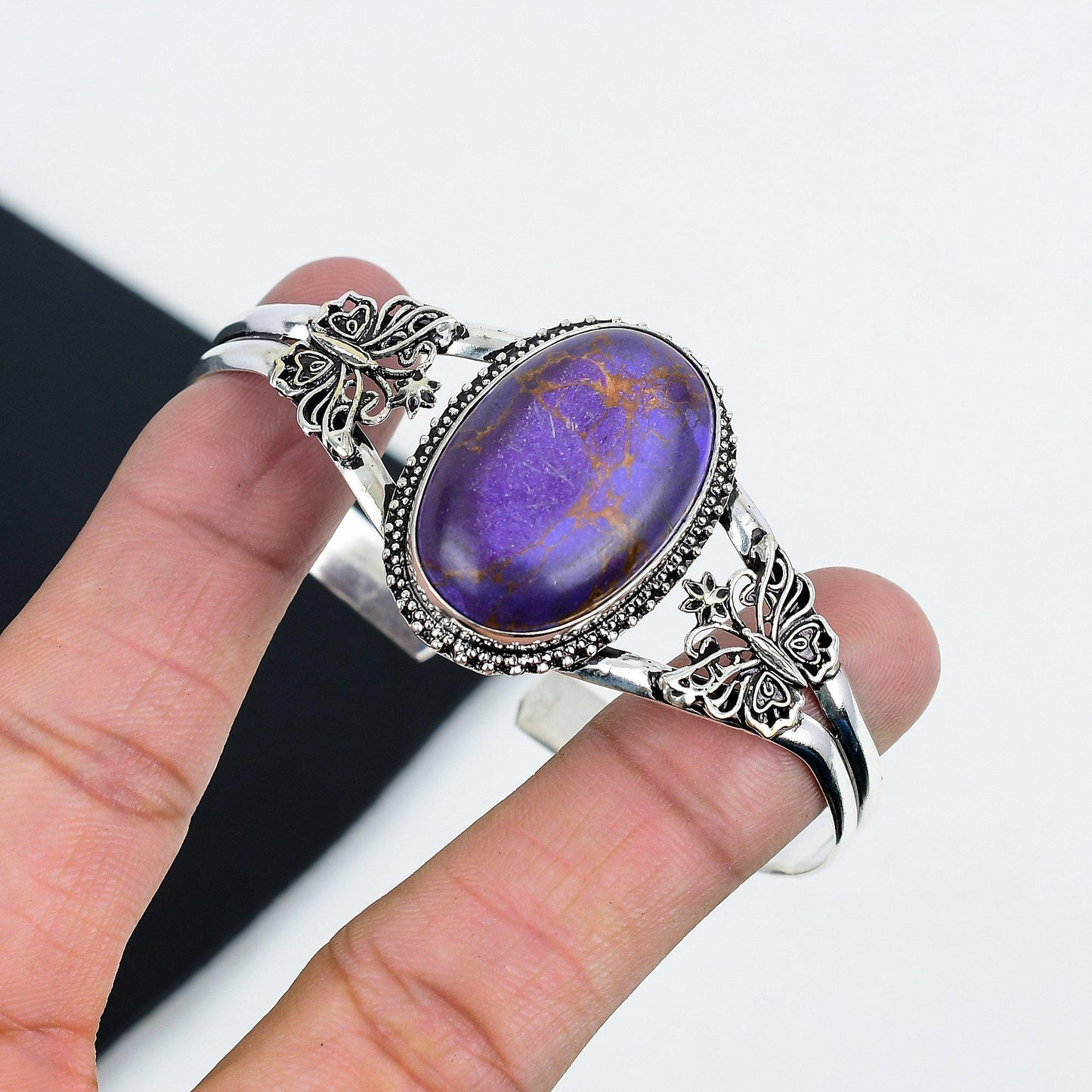 Purple Copper Turquoise Gemstone Bangle
