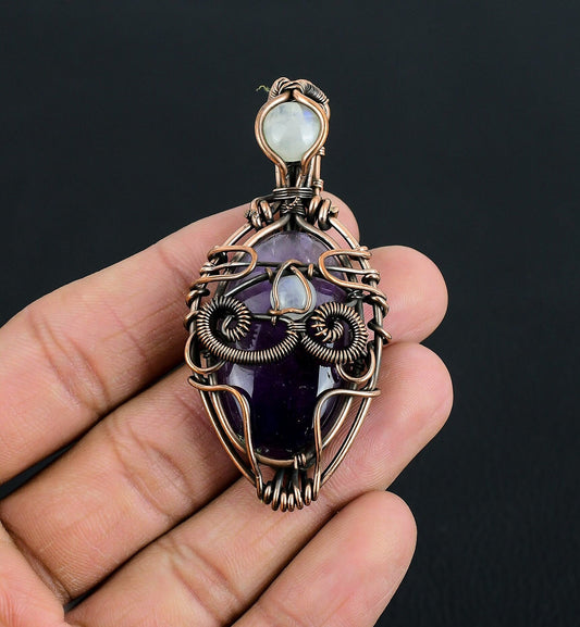 Purple Amethyst Gemstone Evil Eye Pendant