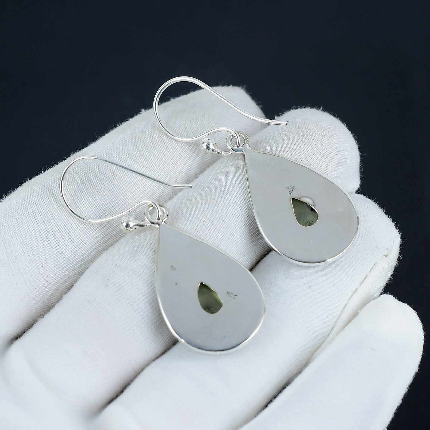 Green Prehnite Gemstone Sterling Silver Earrings