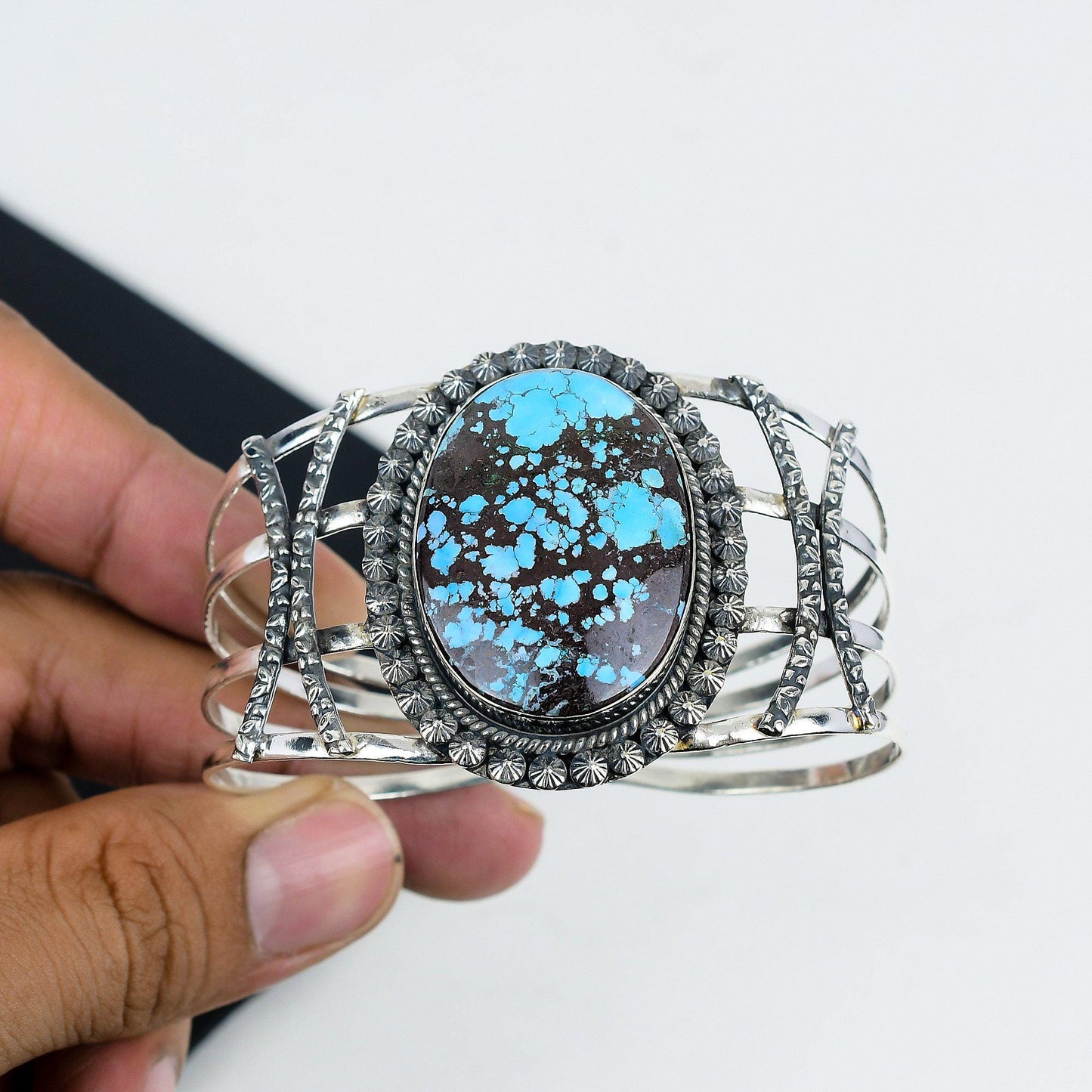 Turquoise Gemstone Sterling Silver Bangle