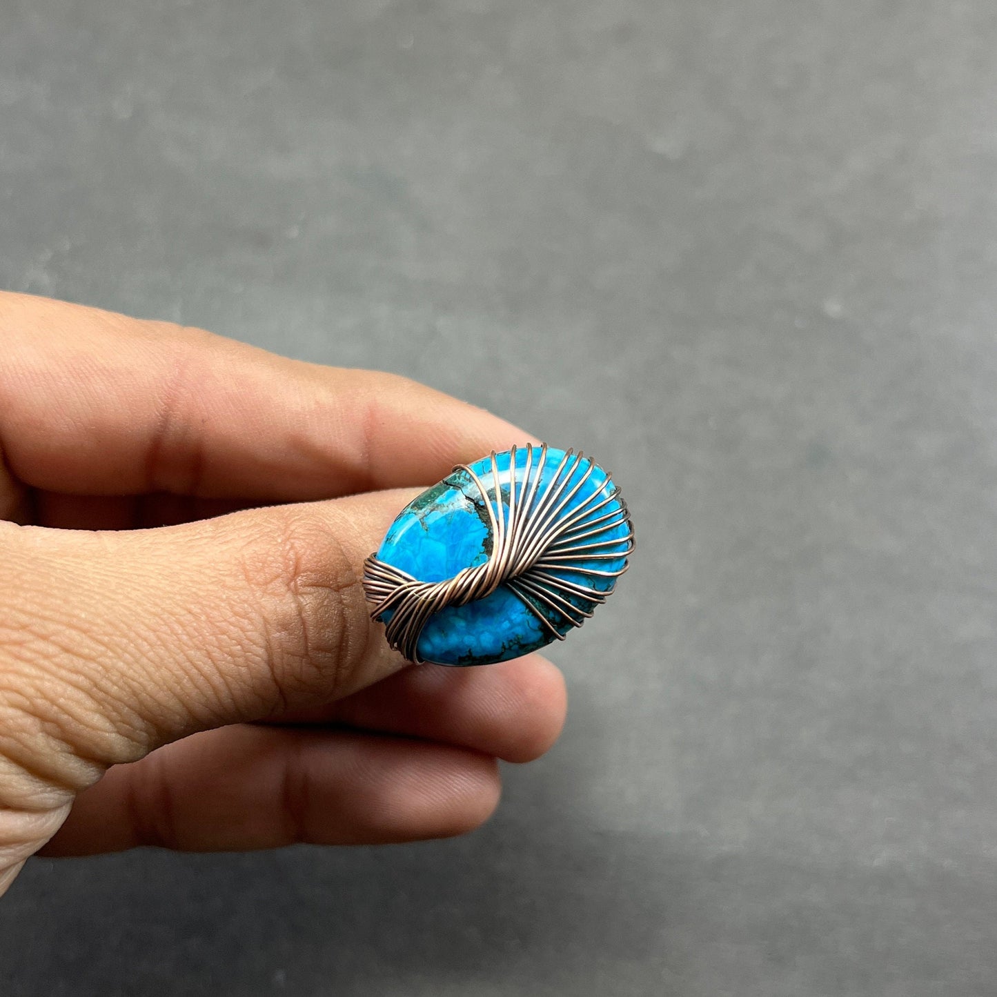 Turquoise Gemstone Copper Wire Ring