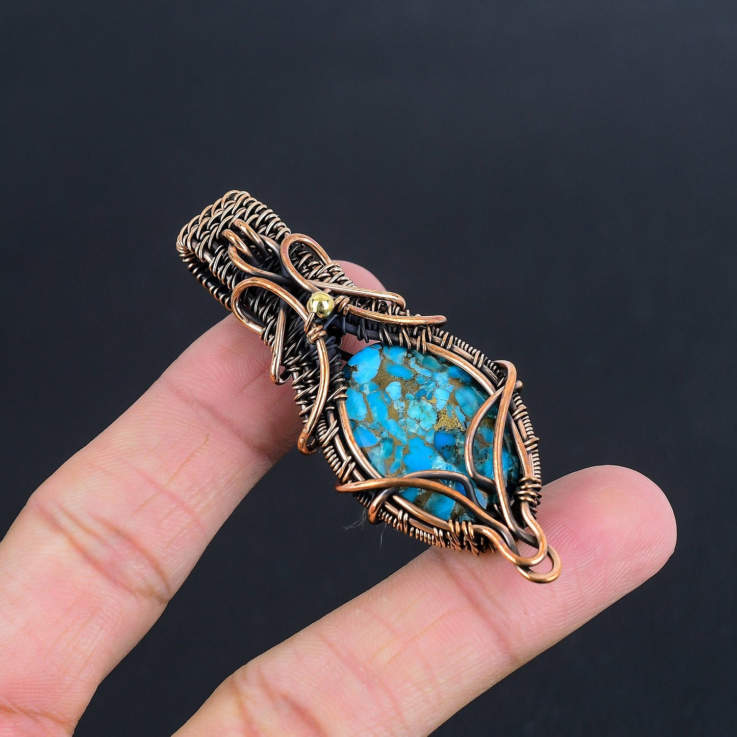 Blue Copper Turquoise Gemstone Pendant