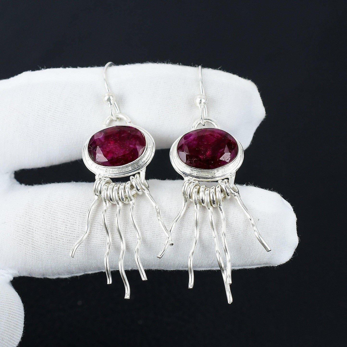 Red Ruby Gemstone Earrings