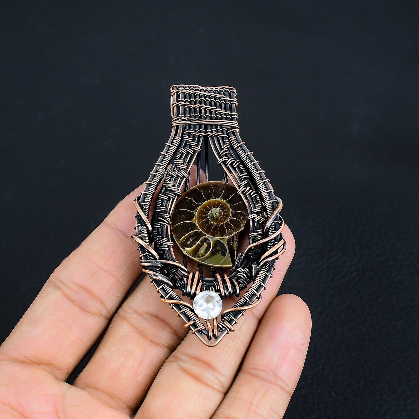 Brown Ammonite Gemstone Pendant