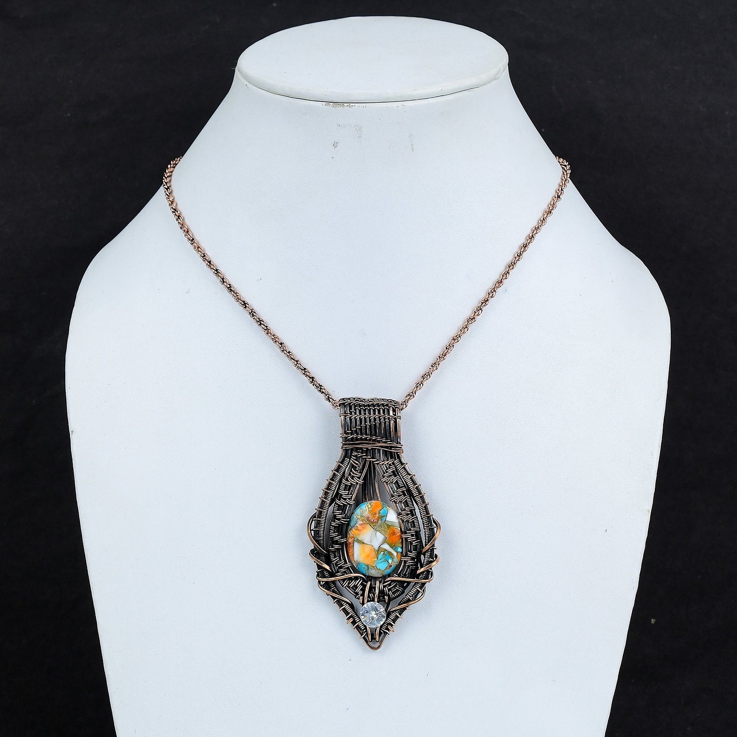 Orange Spiny Oyster Turquoise Gemstone Pendant