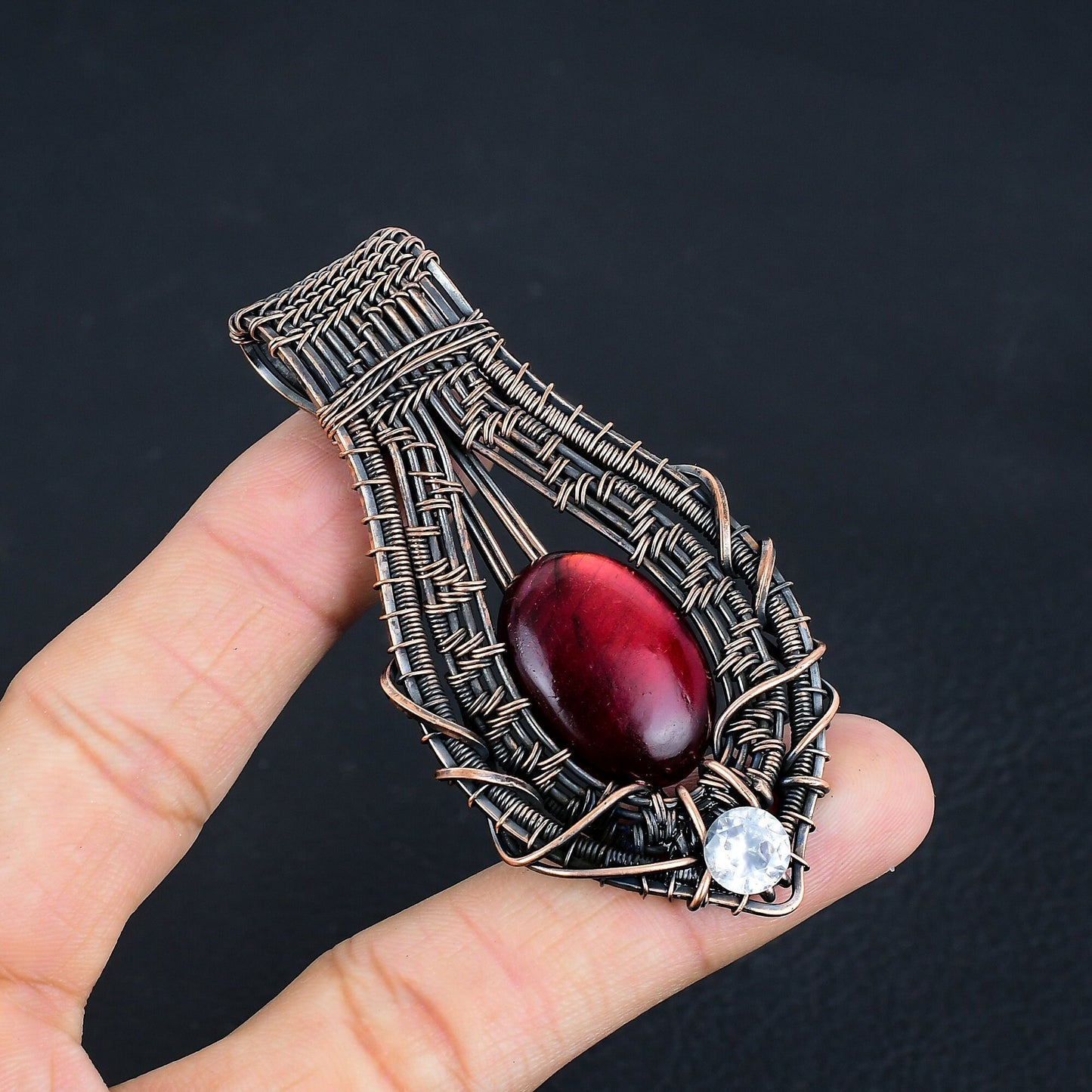 Red Fire Labradorite Gemstone Pendant