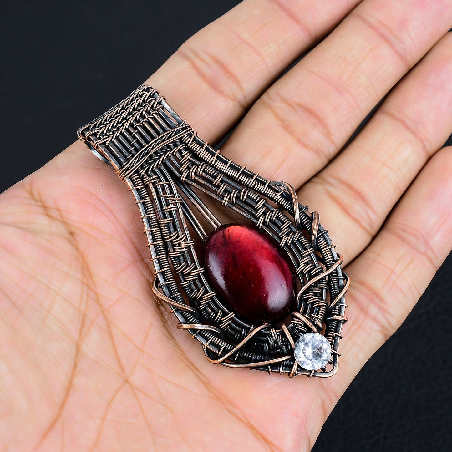 Red Fire Labradorite Gemstone Pendant