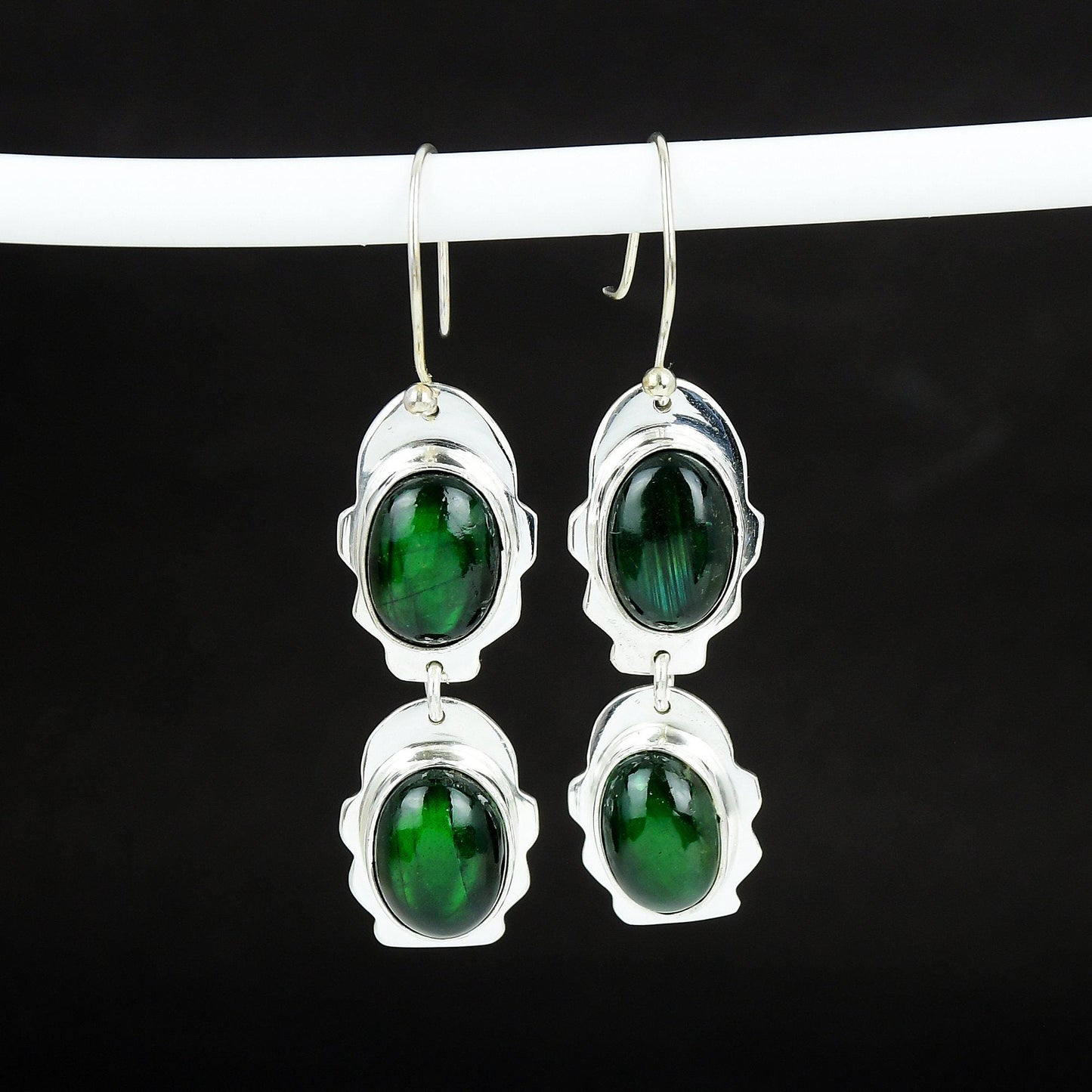 Green Labradorite Gemstone Earrings