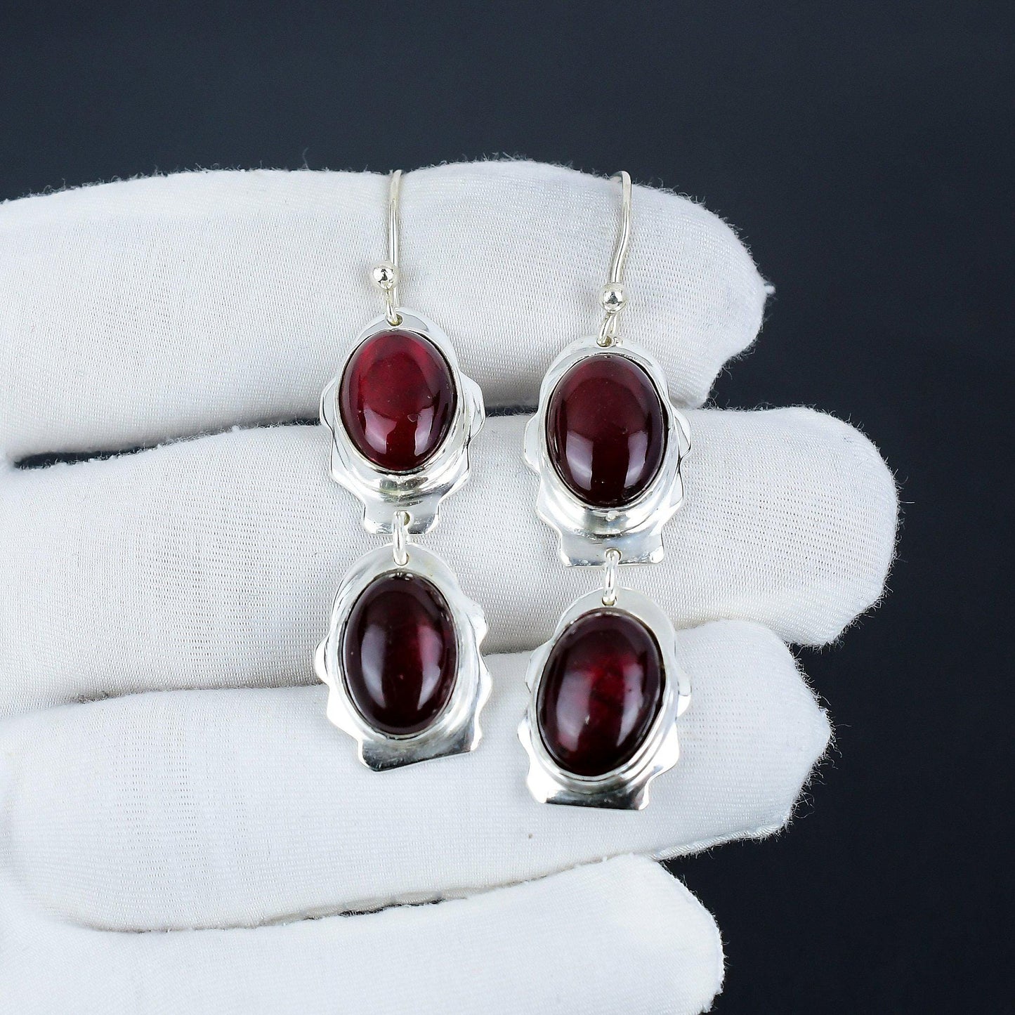 Red Labradorite 925 Sterling Silver Earrings