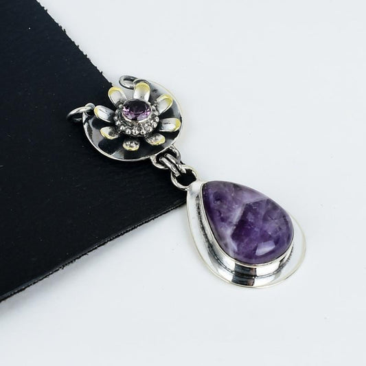 Purple Chevron Amethyst Gemstone Pendant