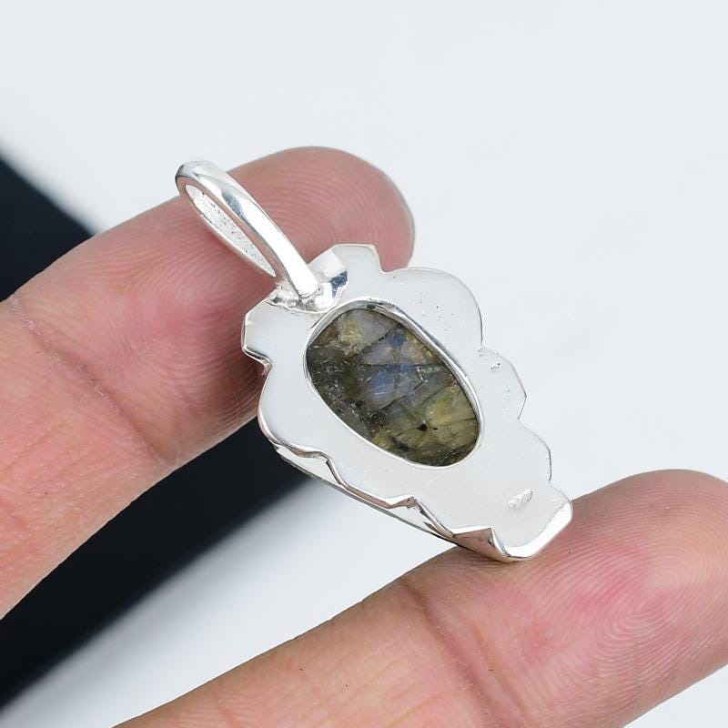 Grey Labradorite Coffin Pendant