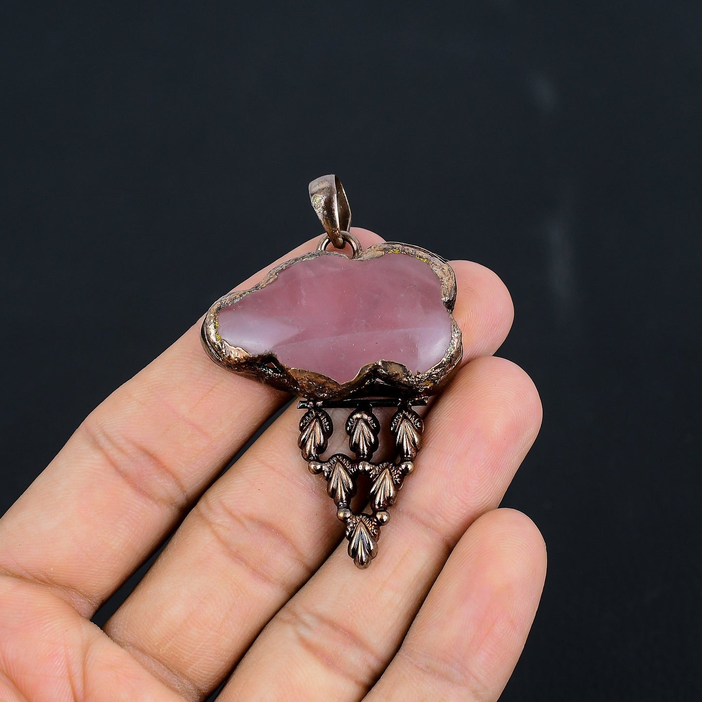 Pink Rose Quartz Gemstone Pendant