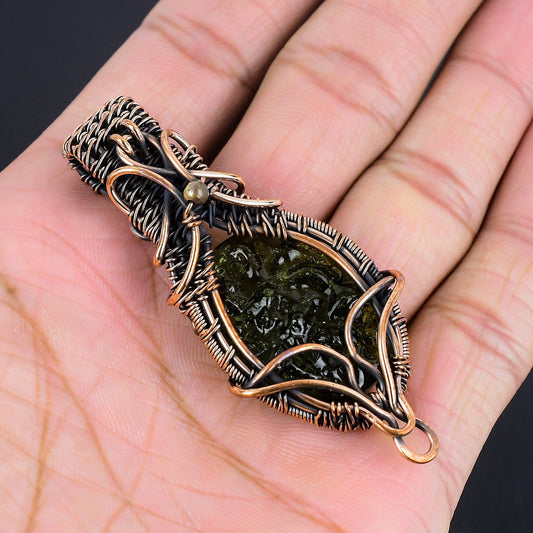 Green Moldavite Gemstone Pendant