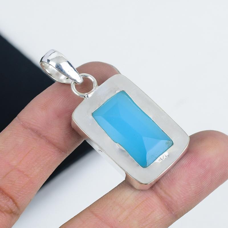 Blue Chalcedony Gemstone Pendant