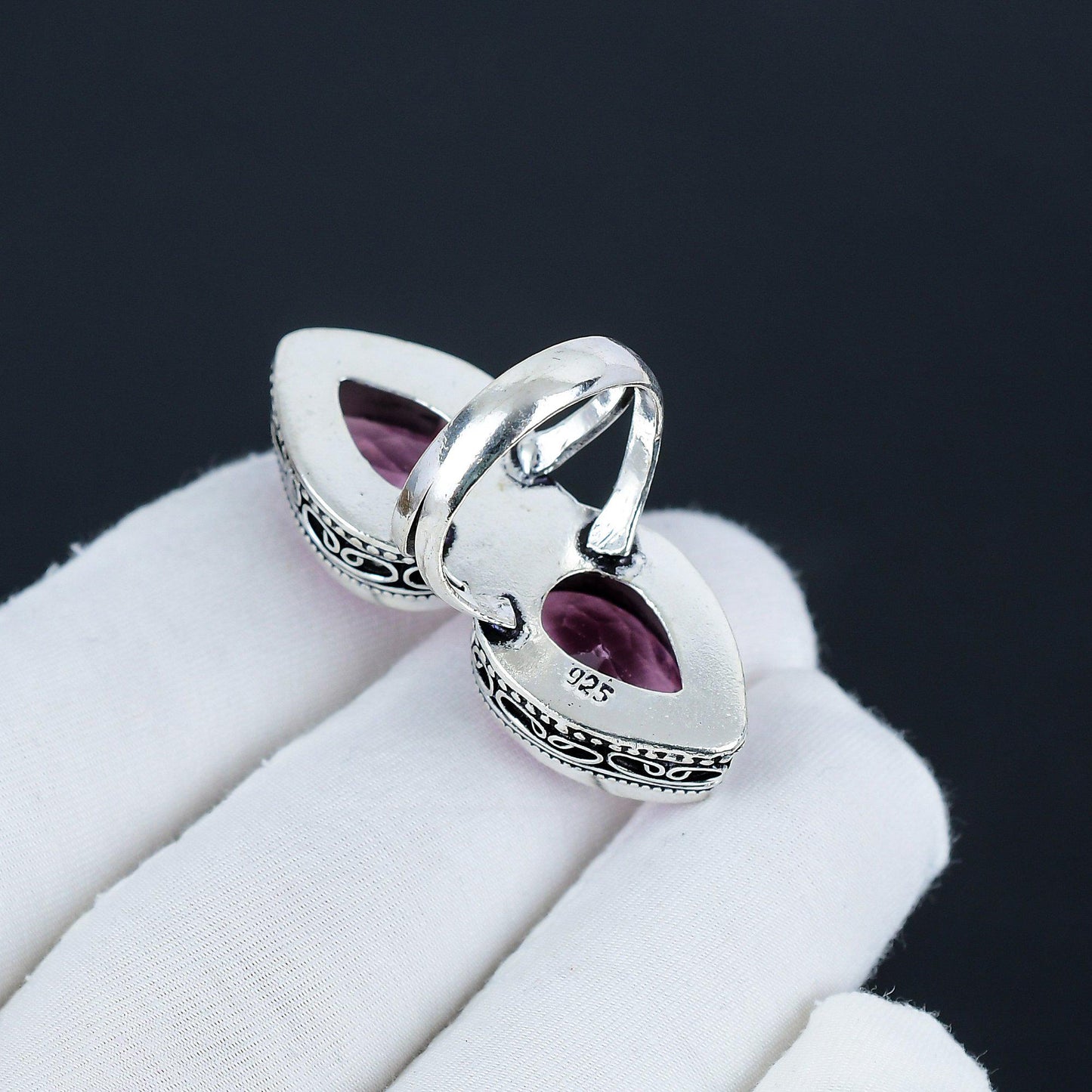 Pink Kunzite Double Teardrop Ring