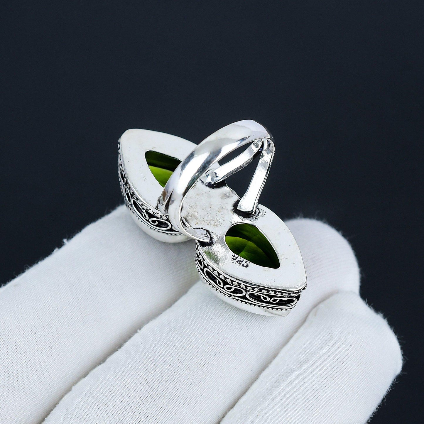 Green Peridot Gemstone Ring