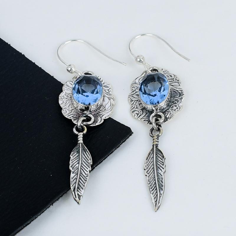 Blue Tanzanite Gemstone Earrings