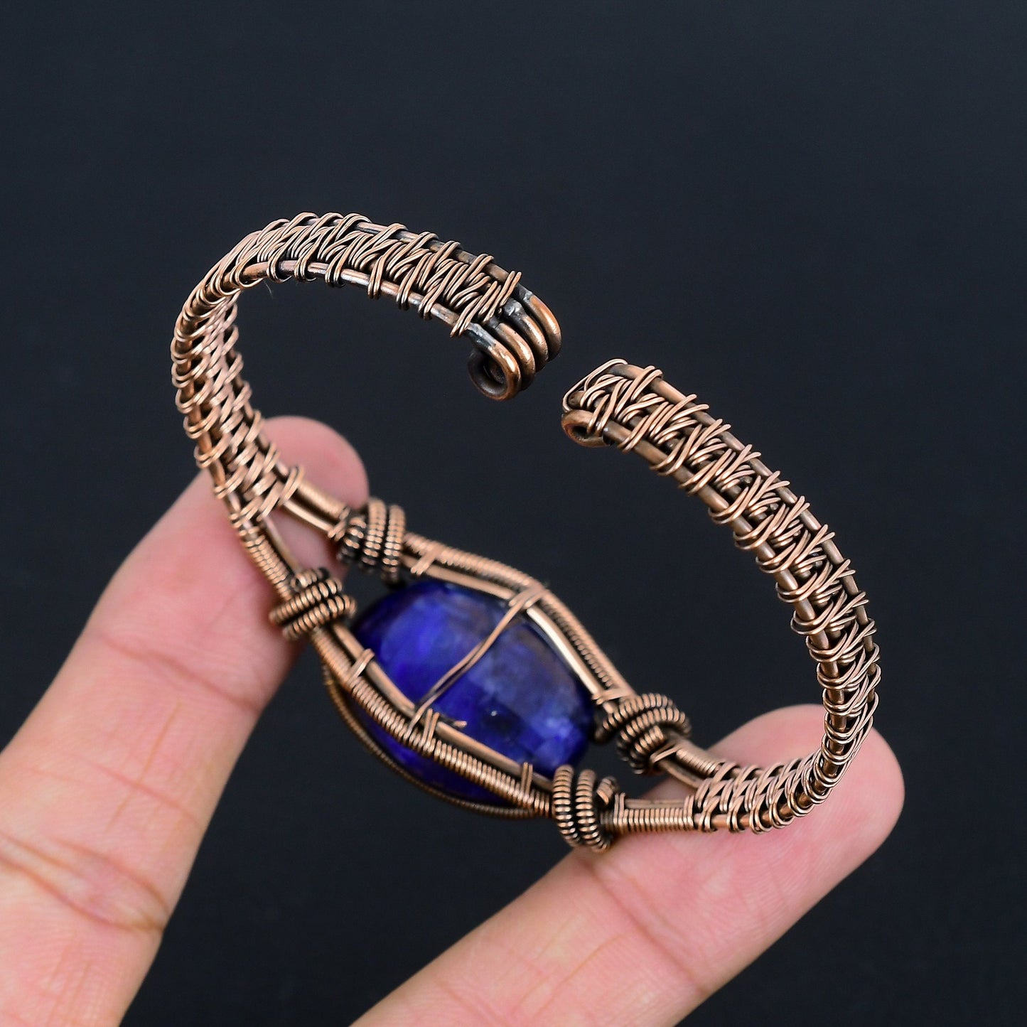 Blue Sapphire Gemstone Cuff Bracelet