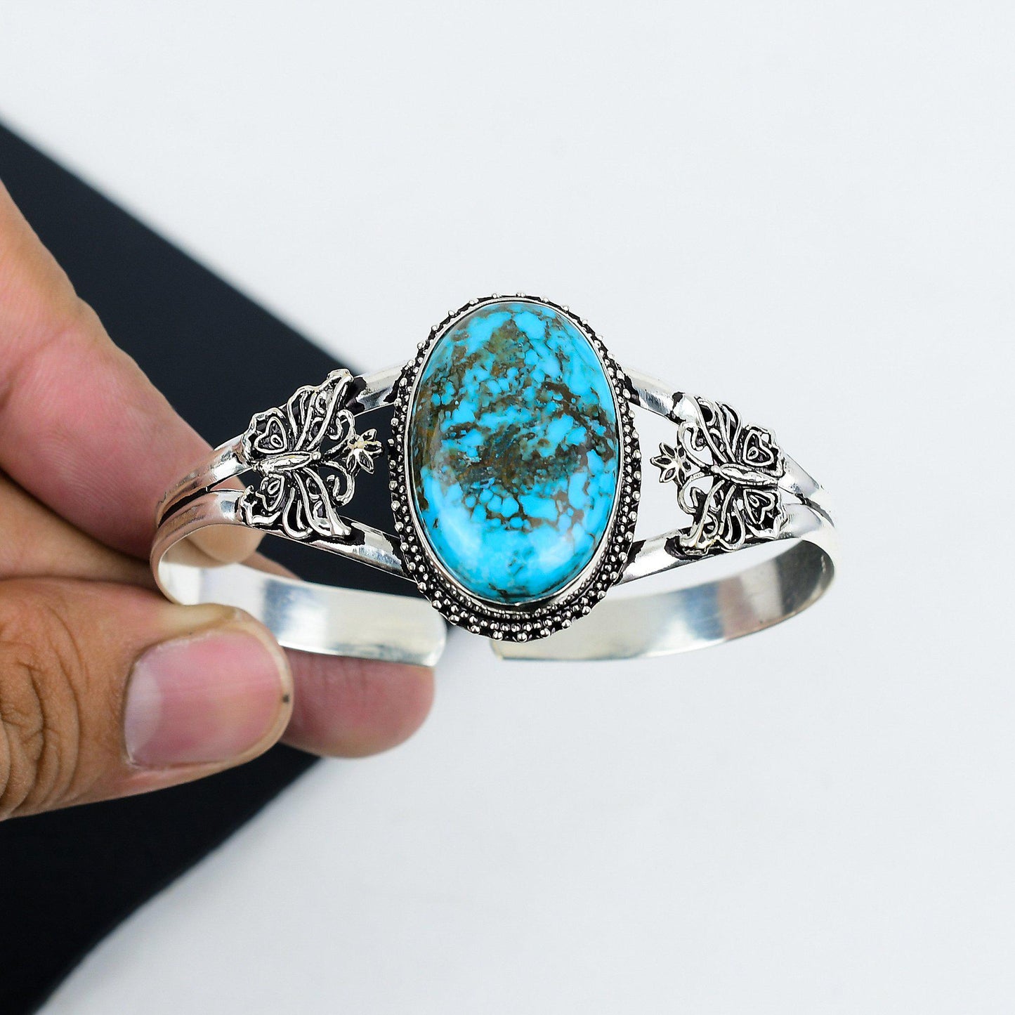 Tibetan Turquoise Silver Cuff Bracelet