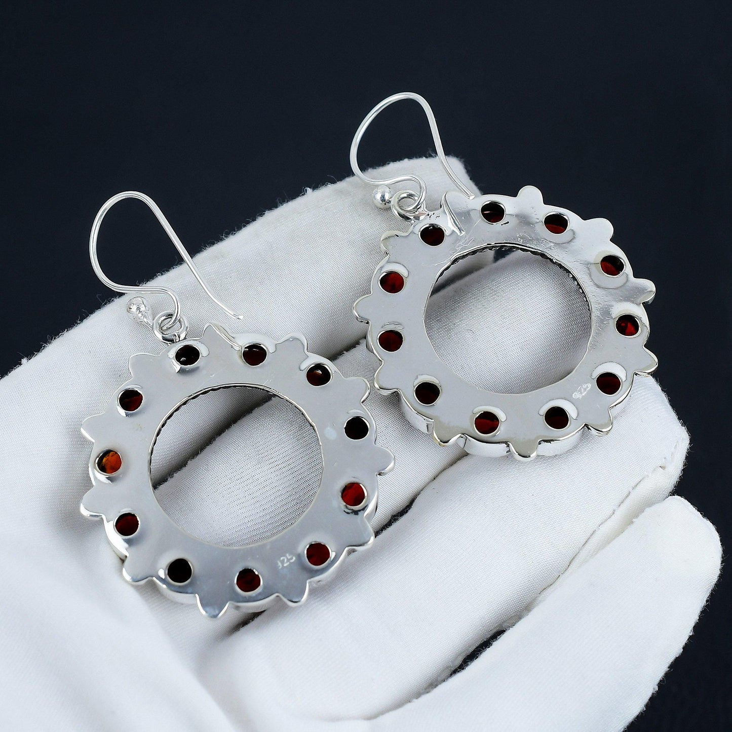 Red Garnet Sterling Silver Earrings