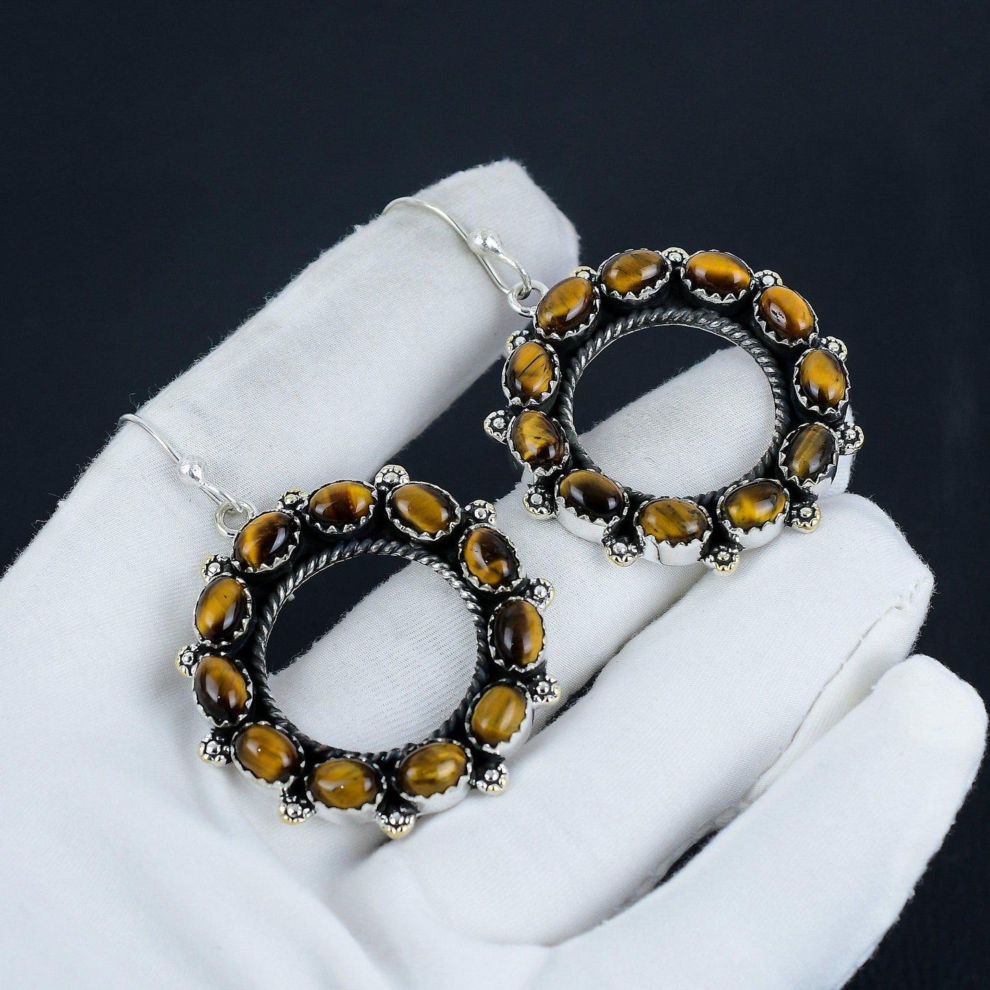 Brown Tiger Eye Gemstone Earrings
