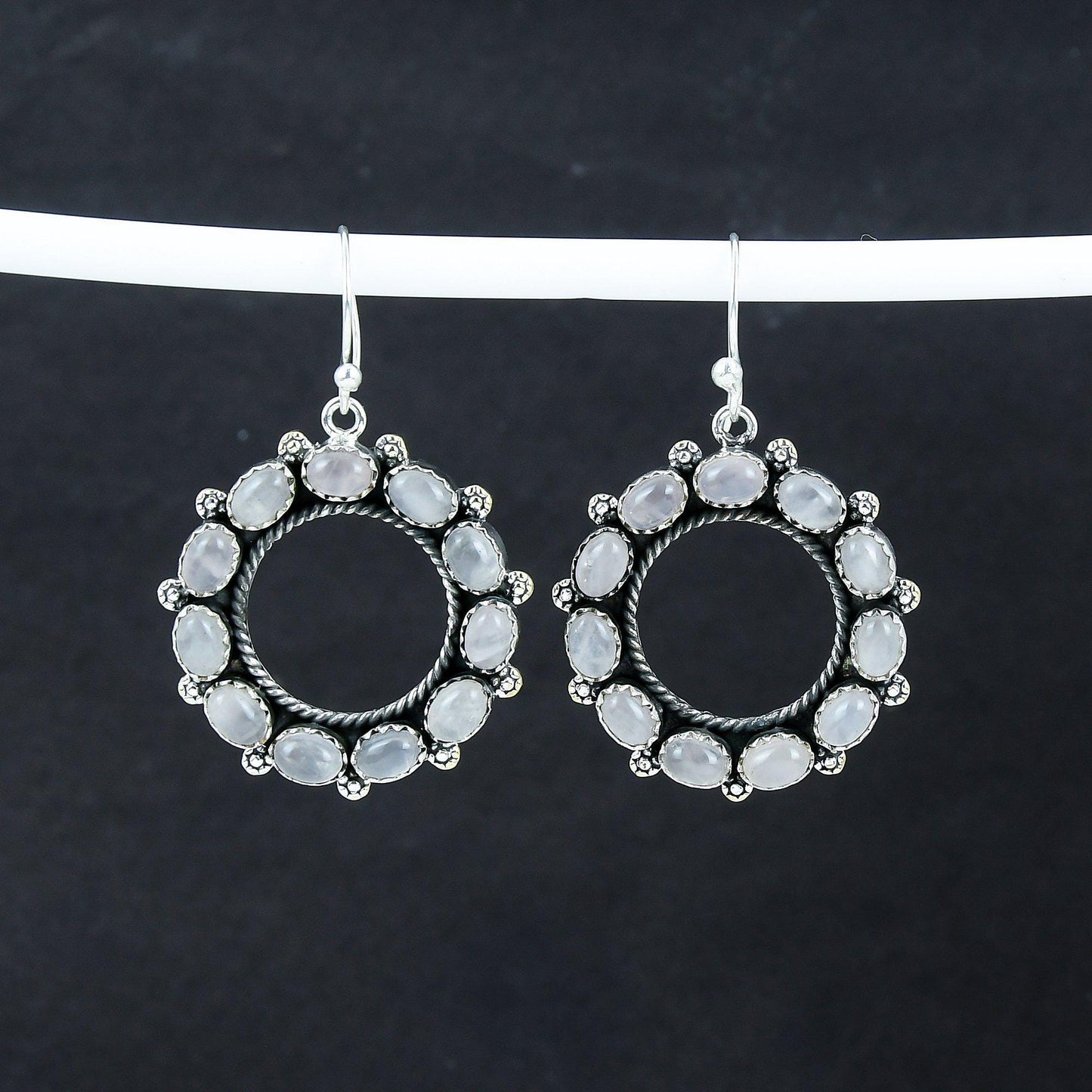 Pink Rose Quartz Gemstone Earrings