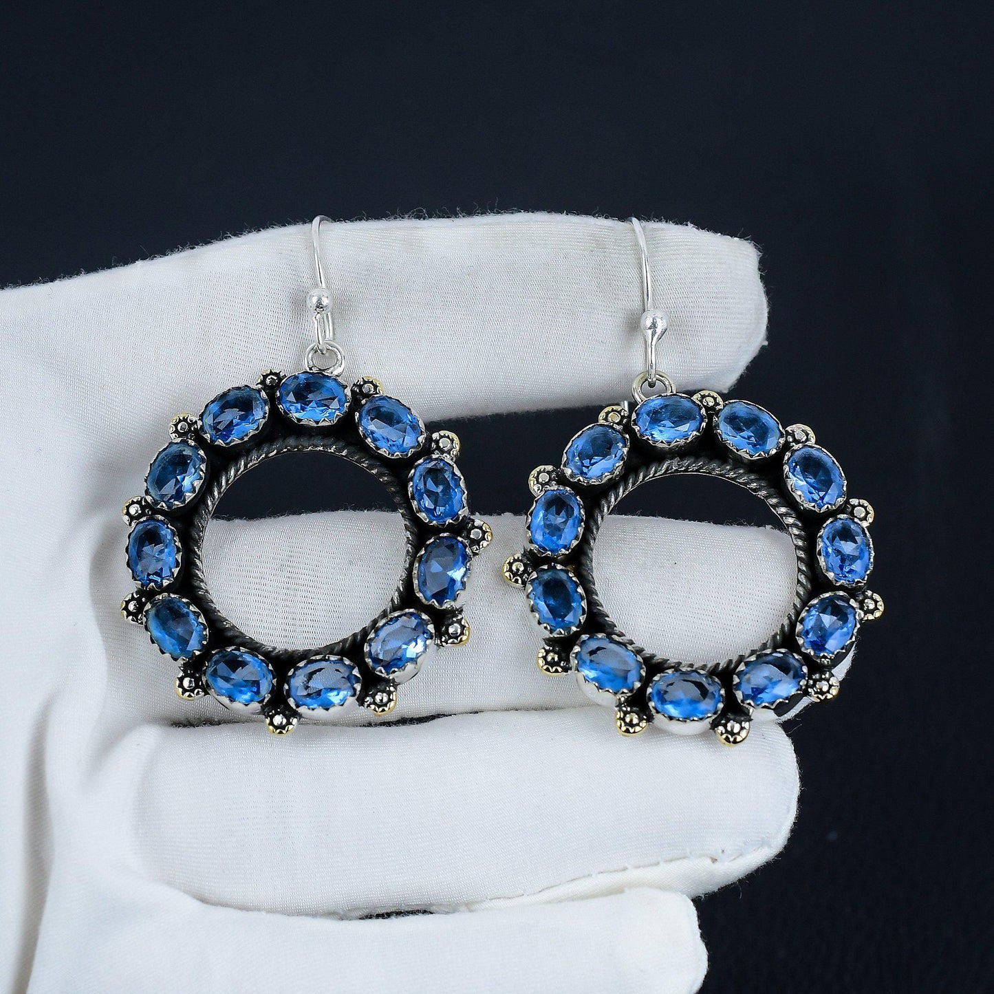 Swiss Blue Topaz Gemstone Sterling Silver Earrings